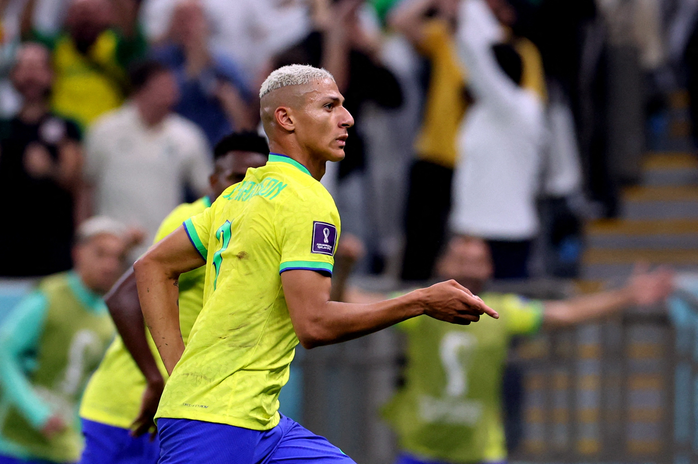 Soccer Football - FIFA World Cup Qatar 2022 - Group G - Brazil v Serbia - Lusail Stadium, Lusail, Qatar - November 24, 2022 Brazil's Richarlison celebrates scoring their second goal REUTERS