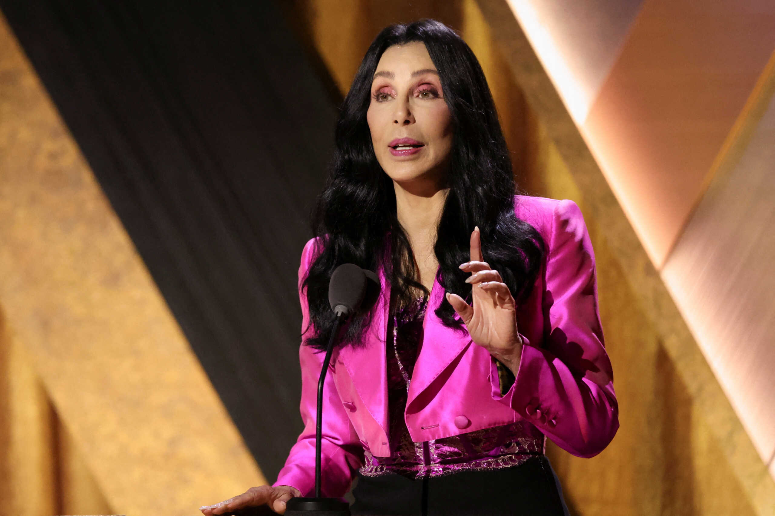 Cher speaks during the 13th Governors Awards in Los Angeles, California, U.S., November 19, 2022. REUTERS
