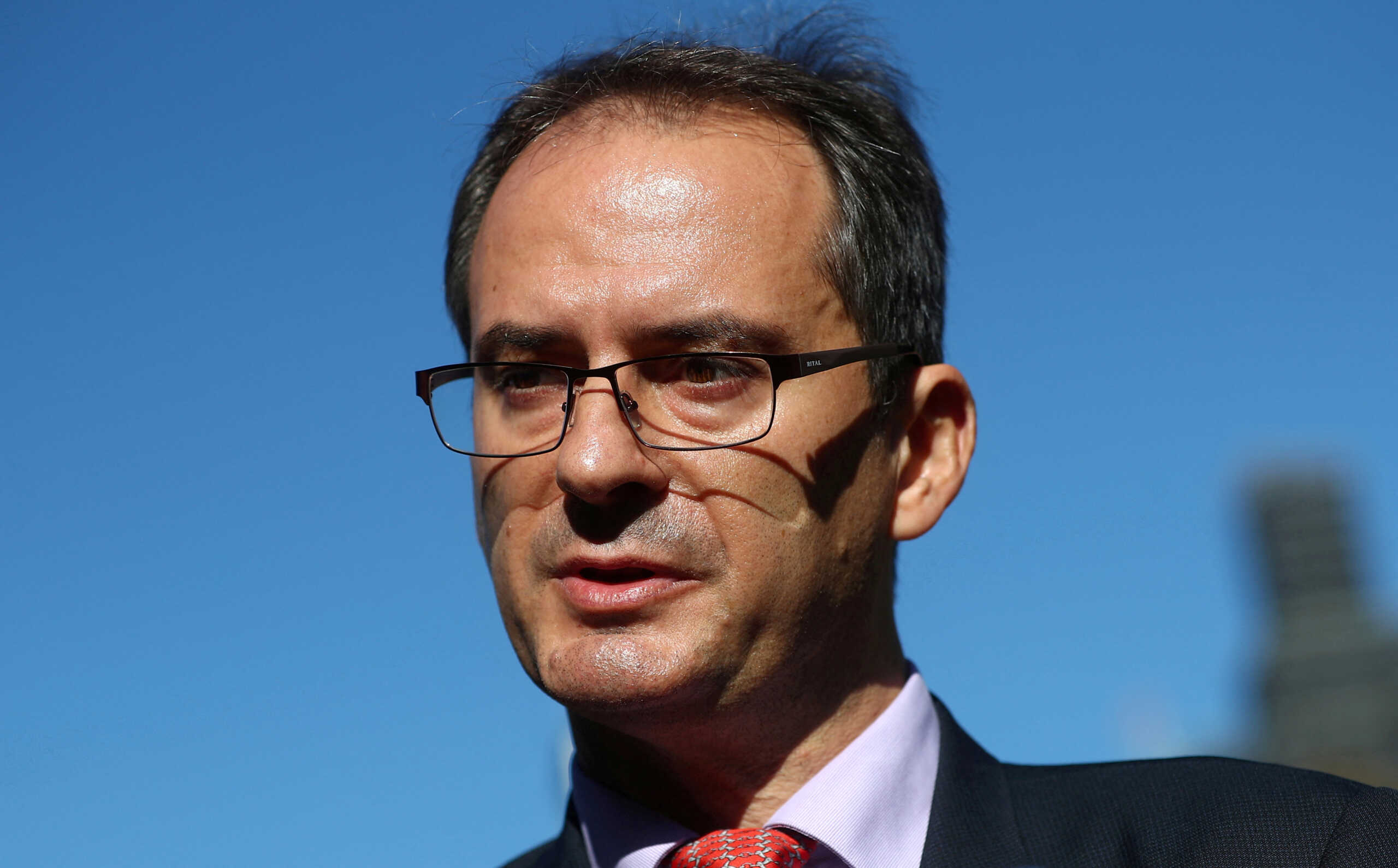 FILE PHOTO: Bellingcat report author Christo Grozev gives a press conference opposite the Houses of Parliament in London, Britain, October 9, 2018. Picture taken October 9, 2018.    REUTERS