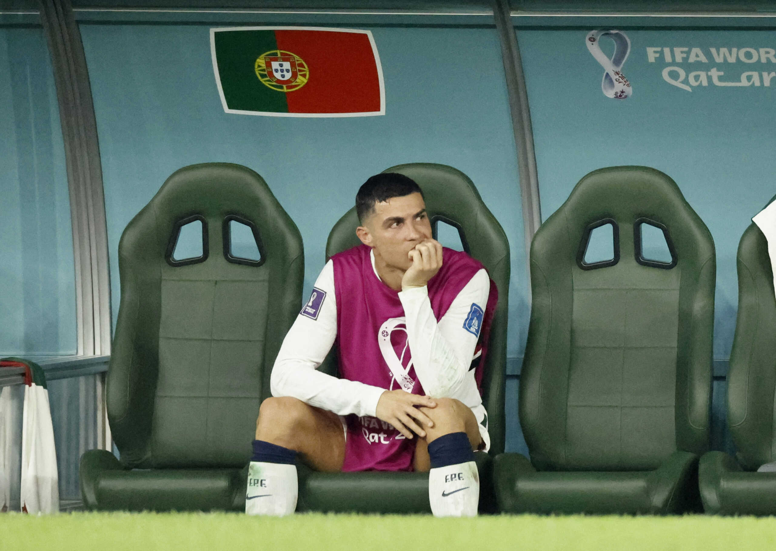 Soccer Football - FIFA World Cup Qatar 2022 - Group H - South Korea v Portugal - Education City Stadium, Al Rayyan, Qatar - December 2, 2022  Portugal's Cristiano Ronaldo on the substitutes bench REUTERS