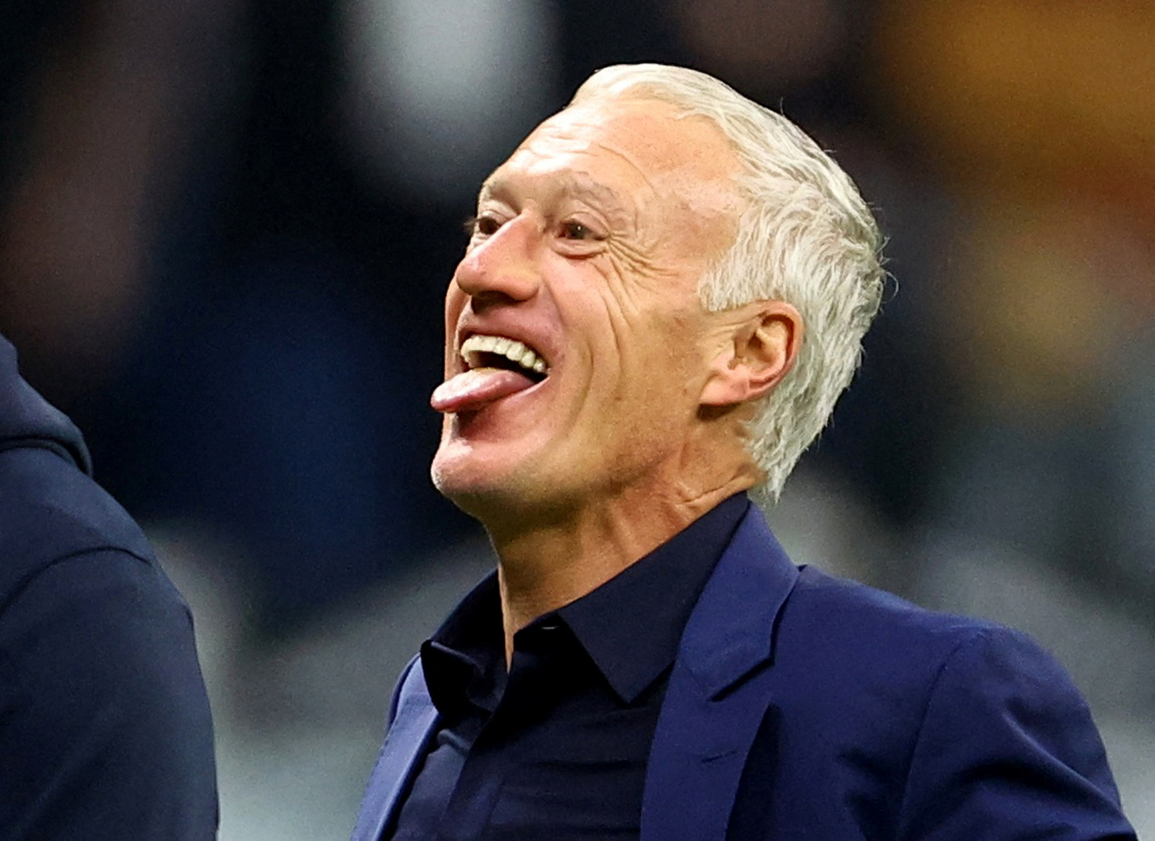 Soccer Football - FIFA World Cup Qatar 2022 - Quarter Final - England v France - Al Bayt Stadium, Al Khor, Qatar - December 11, 2022 France coach Didier Deschamps celebrates after the match as France progress to the semi finals REUTERS
