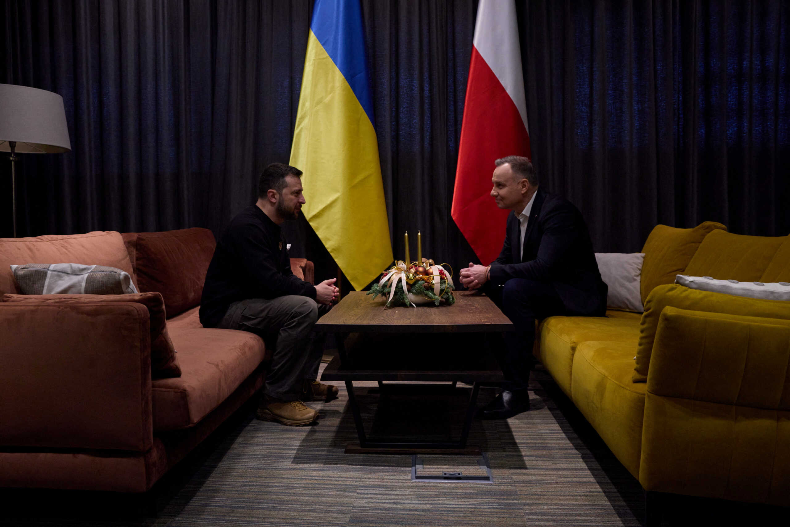 Ukraine's President Volodymyr Zelenskiy attends a meeting with Poland's President Andrzej Duda, amid Russia's attack on Ukraine, in Rzeszow, Poland December 22, 2022.  Ukrainian Presidential Press Service