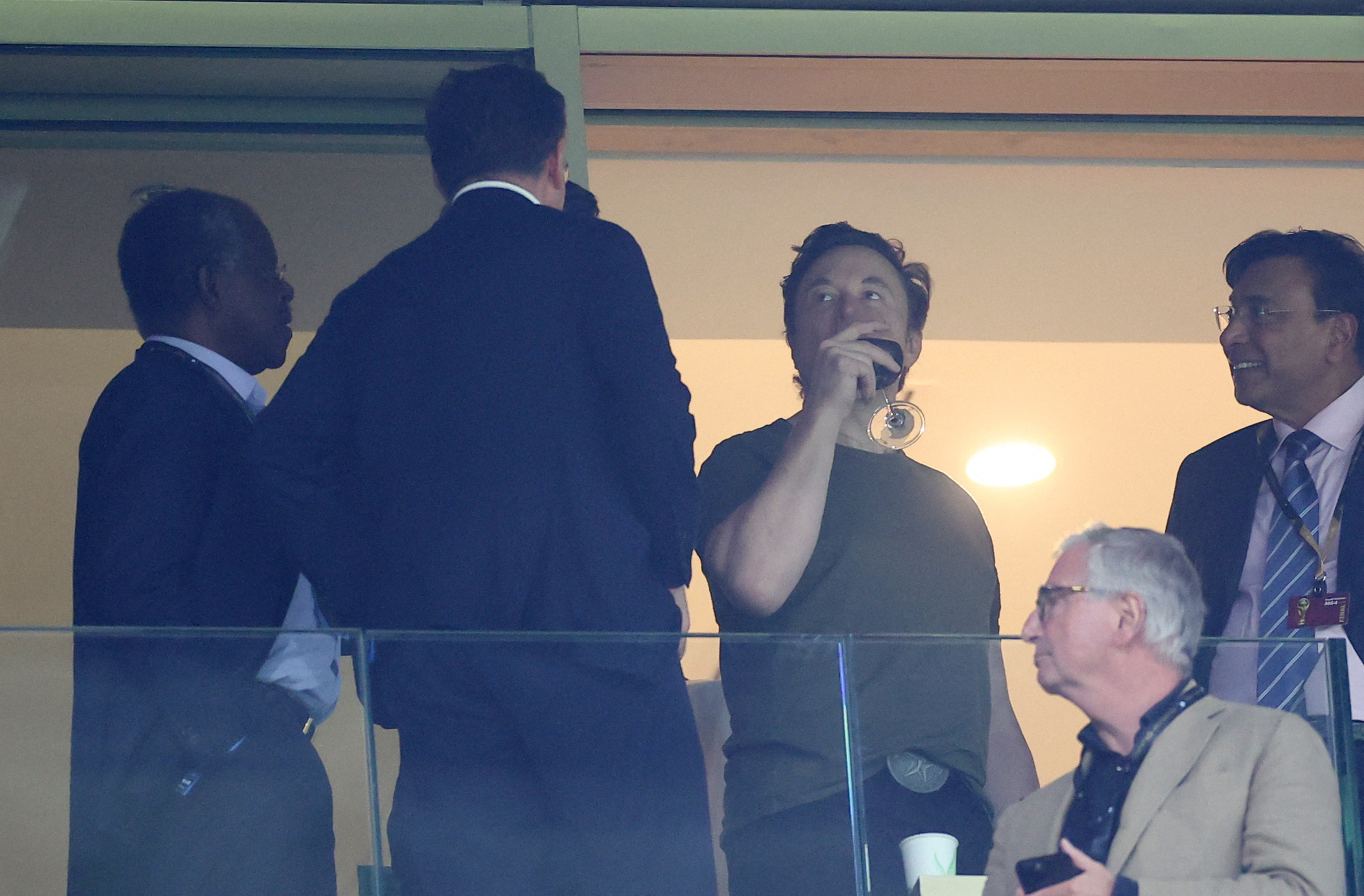 Soccer Football - FIFA World Cup Qatar 2022 - The Final - Argentina v France - Lusail Stadium, Lusail, Qatar - December 18, 2022 Elon Musk is pictured in the stands REUTERS