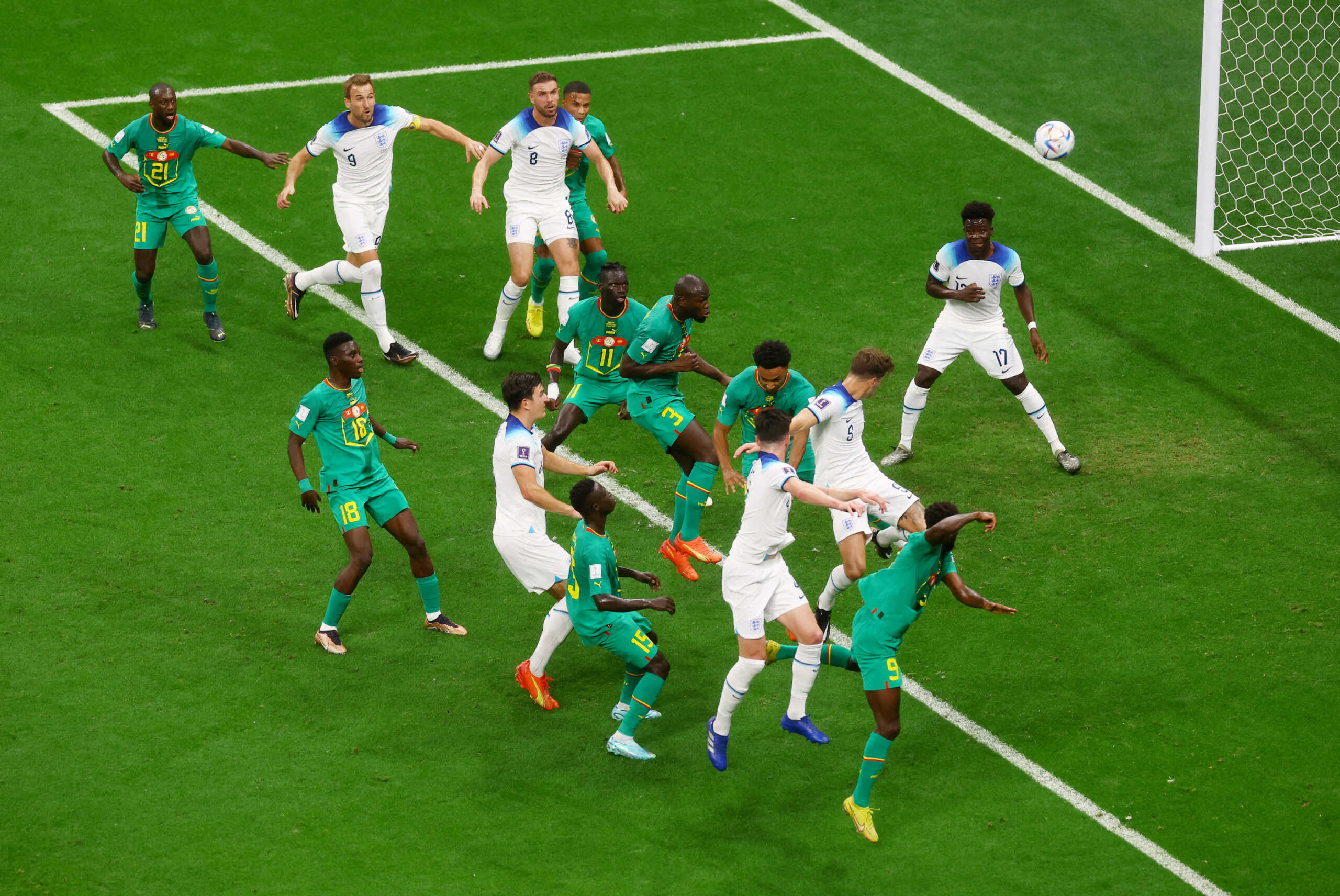 Soccer Football - FIFA World Cup Qatar 2022 - Round of 16 - England v Senegal - Al Bayt Stadium, Al Khor, Qatar - December 4, 2022 England's John Stones shoots at goal REUTERS
