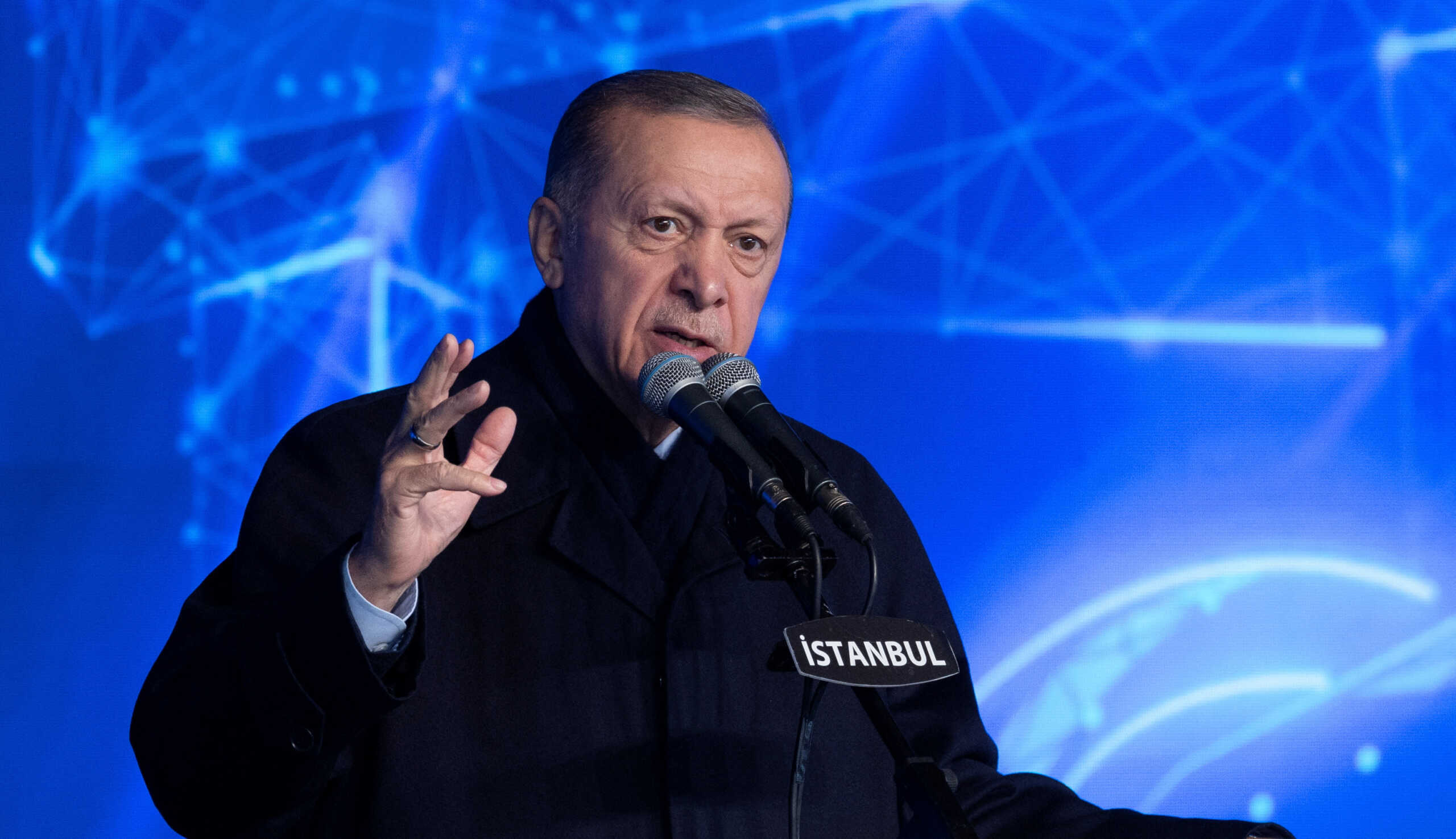 Turkish President Tayyip Erdogan attends a ceremony to mark an increase in capacity at a natural gas storage facility in Silivri near Istanbul, Turkey, December 16, 2022. REUTERS