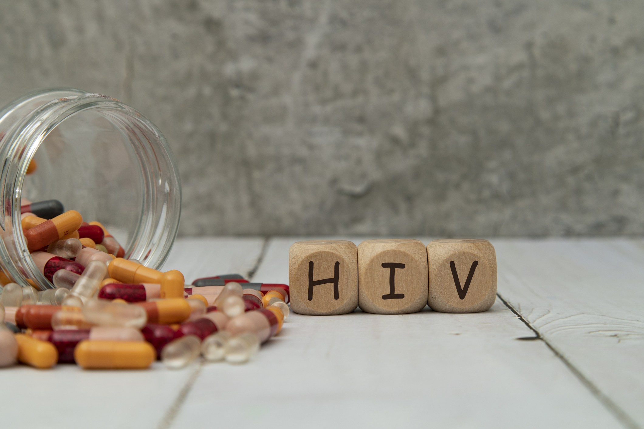 HIV written on cube wooden blocks.