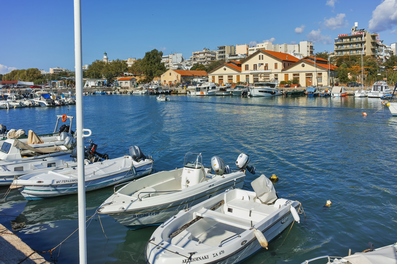 Alexandroupoli, Greece - September 23, 2017:  Panoramic view of Port and town of Alexandroupoli, East Macedonia and Thrace, Greece