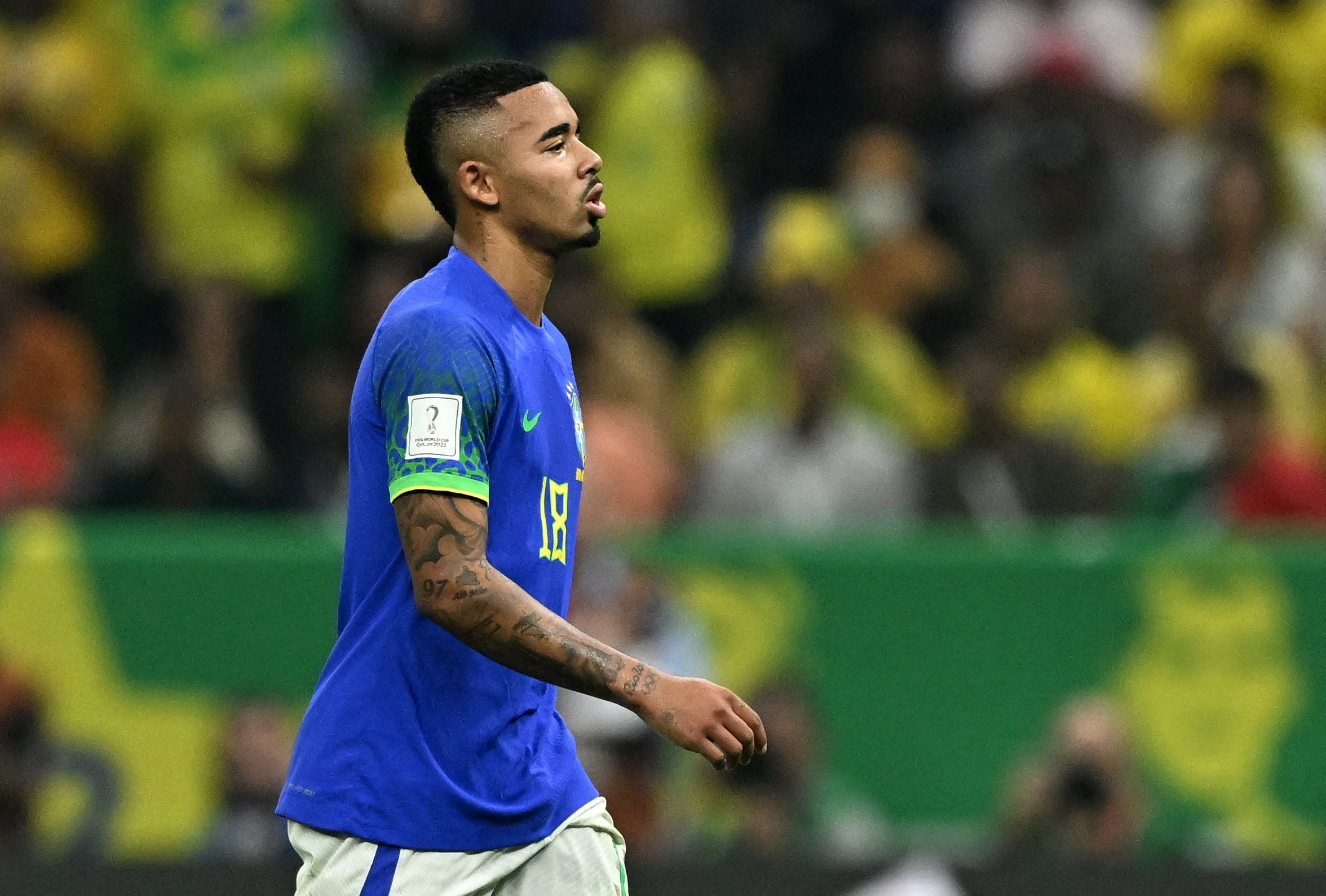 Soccer Football - FIFA World Cup Qatar 2022 - Group G - Cameroon v Brazil - Lusail Stadium, Lusail, Qatar - December 2, 2022 Brazil's Gabriel Jesus reacts REUTERS