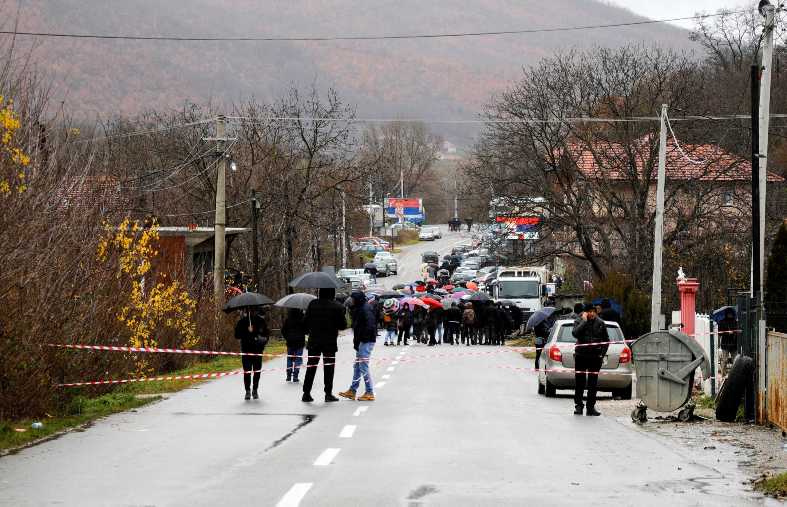 Kosovo Serbs block the road near the village of Rudine, North Mitrovica, Kosovo December 11,2022. REUTERS