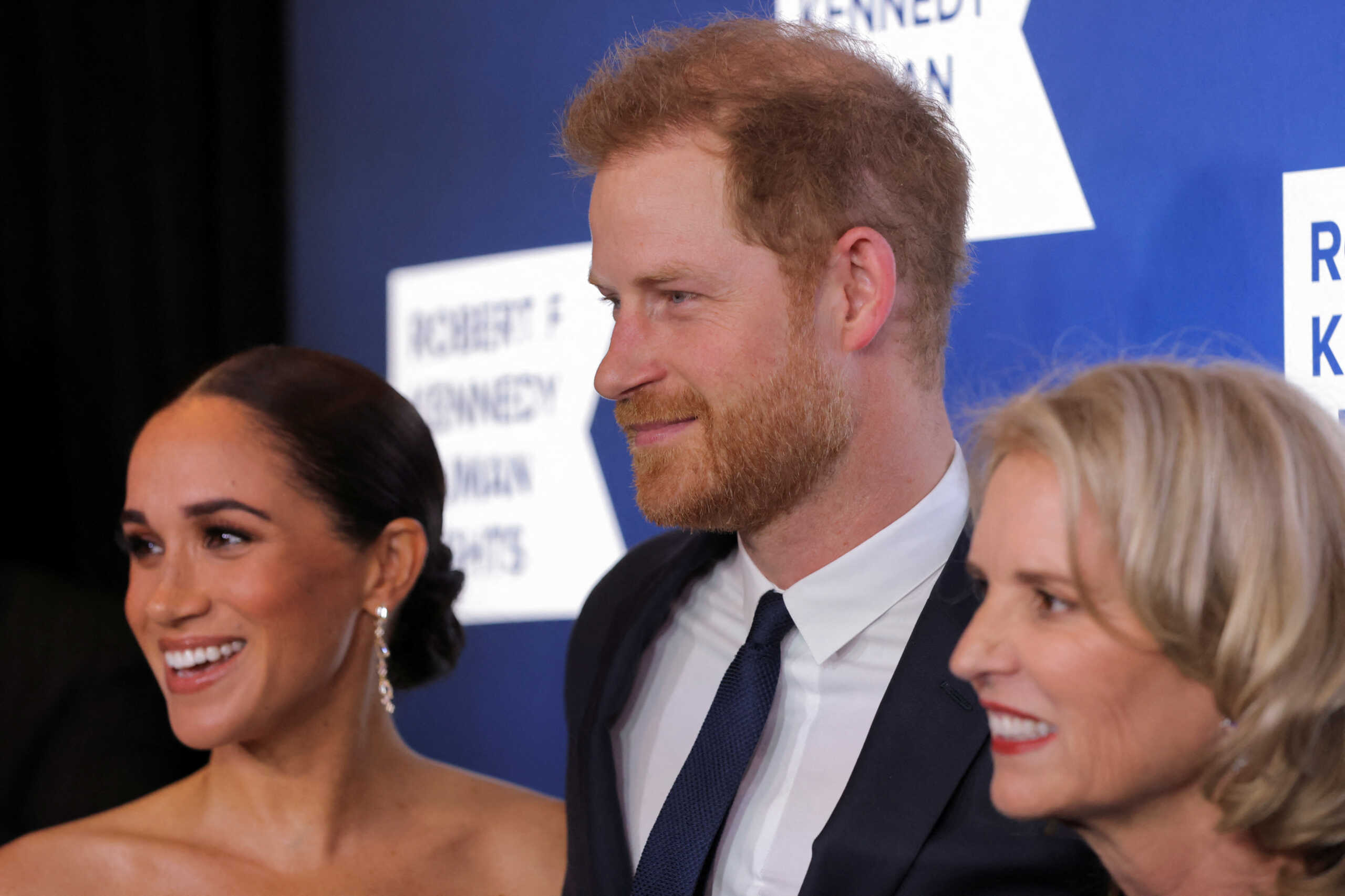 Britain's Prince Harry, Duke of Sussex, Meghan, Duchess of Sussex and Kerry Kennedy, President of RFK Human Rights attend the 2022 Robert F. Kennedy Human Rights Ripple of Hope Award Gala in New York City, U.S., December 6, 2022. REUTERS