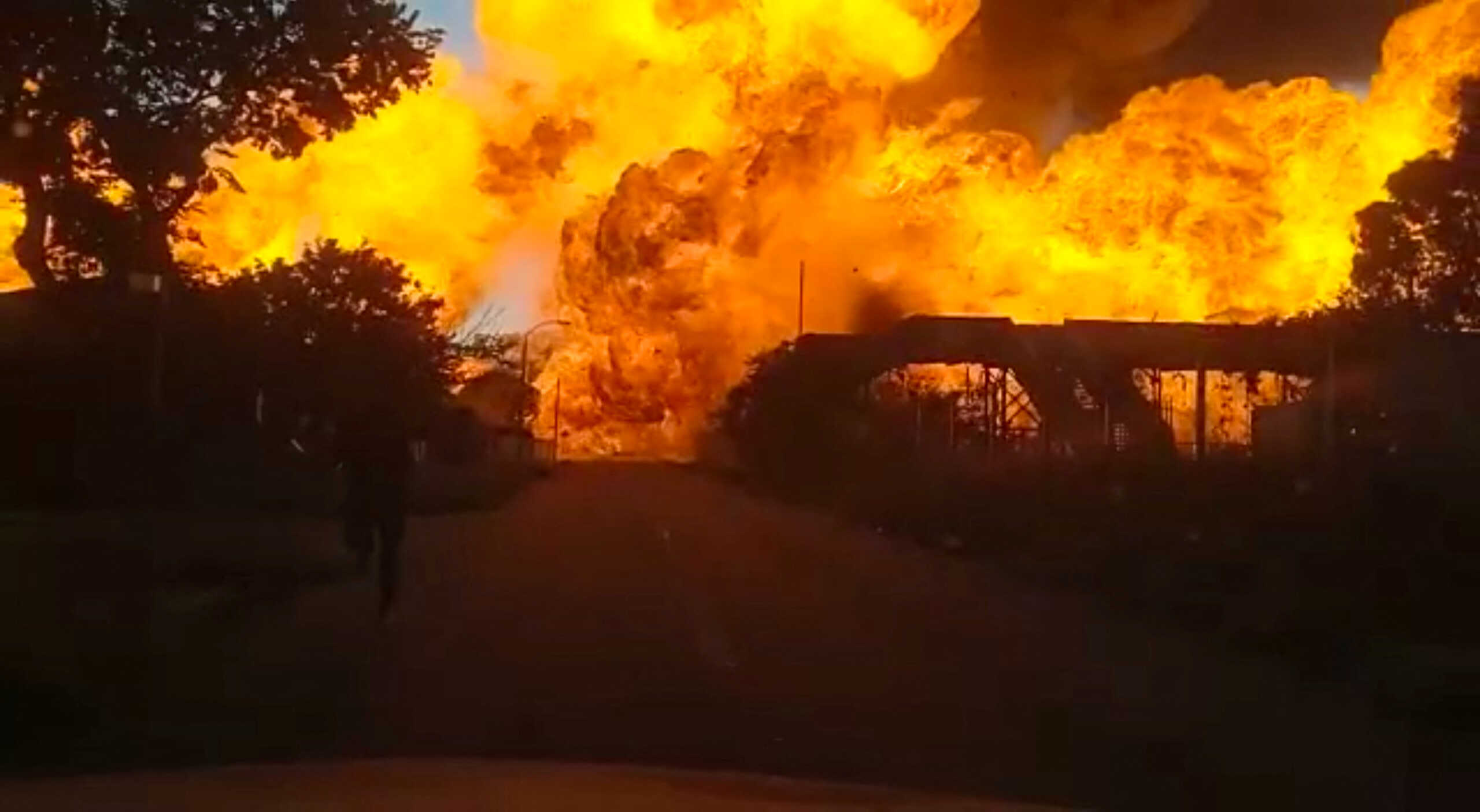 A gas tanker explodes, in Boksburg, South Africa December 24, 2022, in this screen grab from a video obtained by Reuters. AAA Security Group