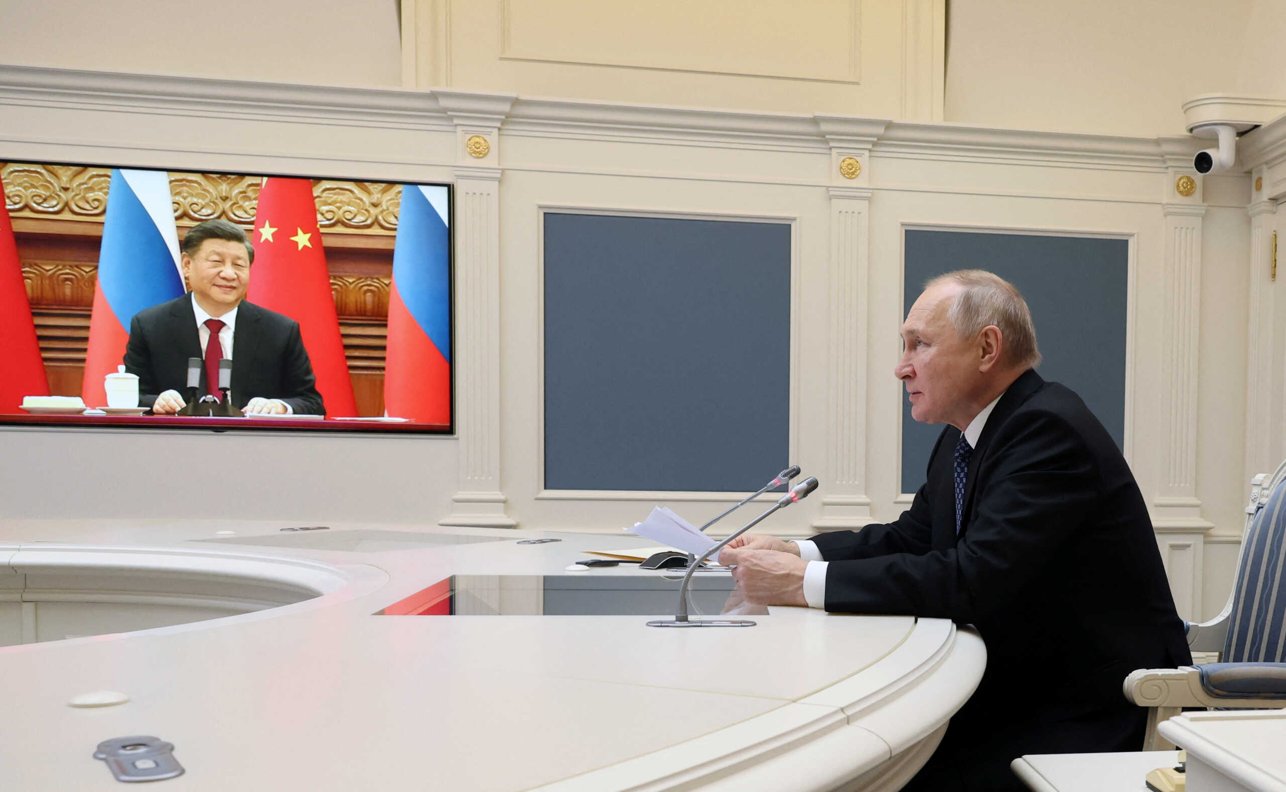 Russia's President Vladimir Putin holds talks with China's President Xi Jinping via a video link from Moscow, Russia, December 30, 2022. Sputnik