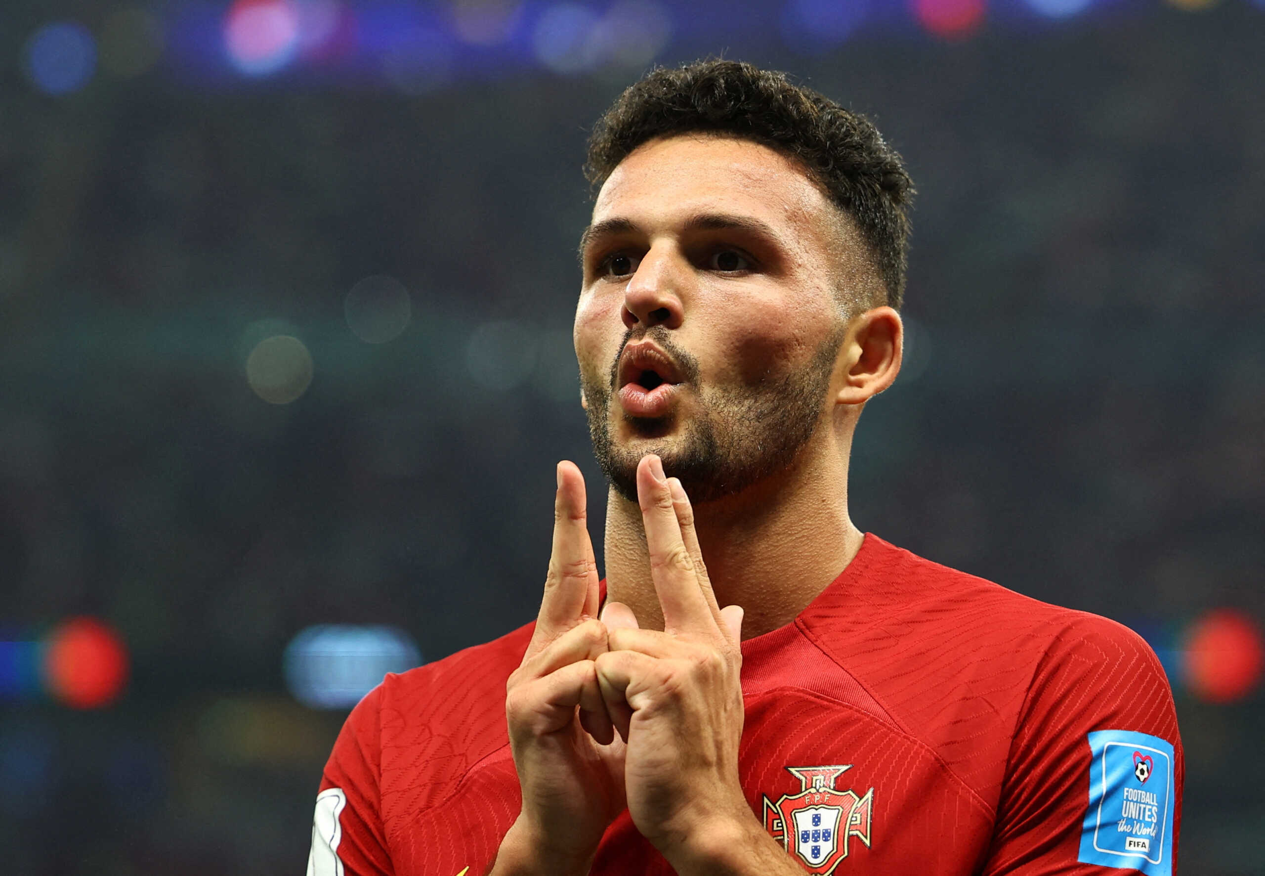 Soccer Football - FIFA World Cup Qatar 2022 - Round of 16 - Portugal v Switzerland - Lusail Stadium, Lusail, Qatar - December 6, 2022 Portugal's Goncalo Ramos celebrates scoring their first goal REUTERS