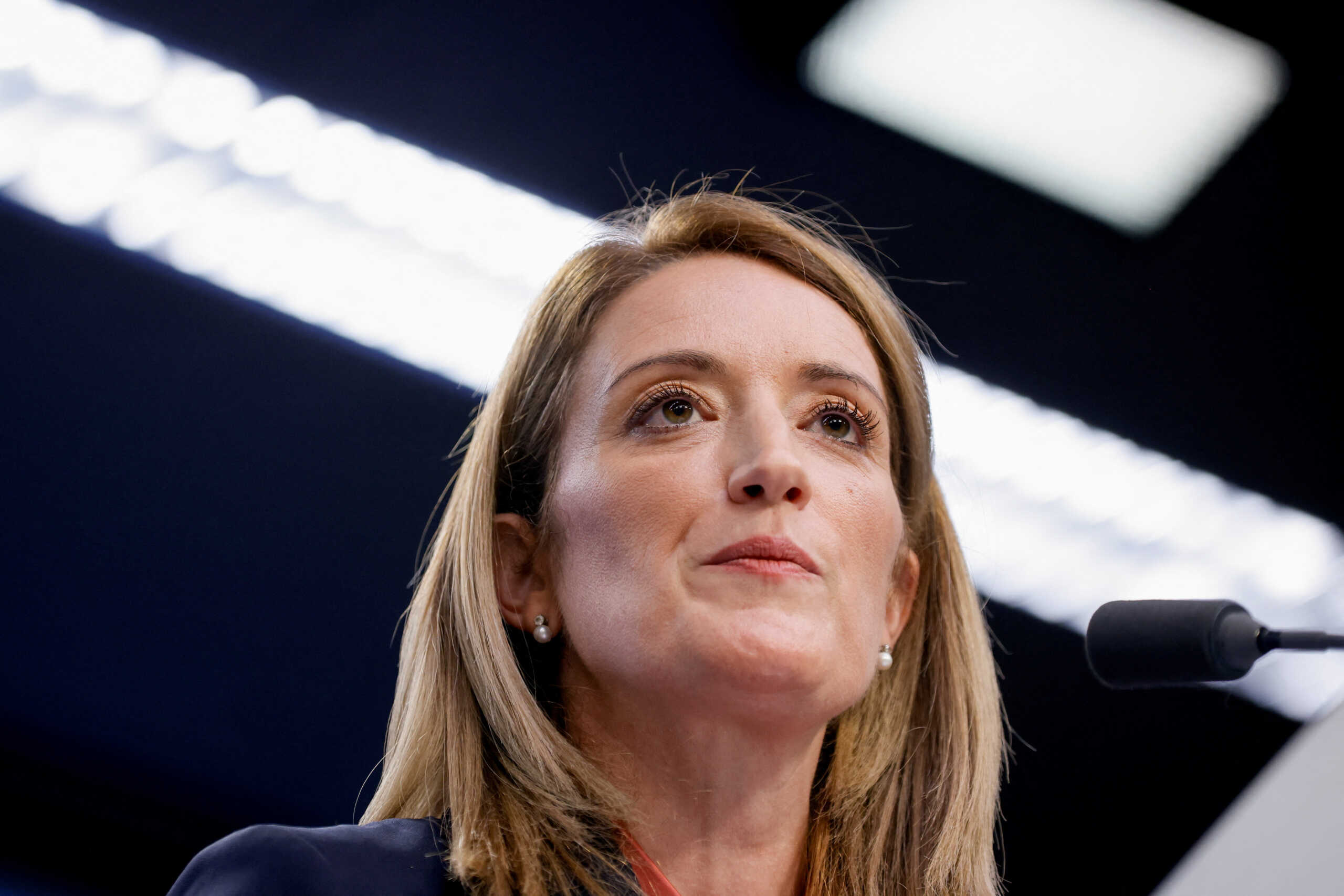 European Parliament President Roberta Metsola attends a news conference on the day of a European Union leaders' summit in Brussels, Belgium December 15, 2022. REUTERS