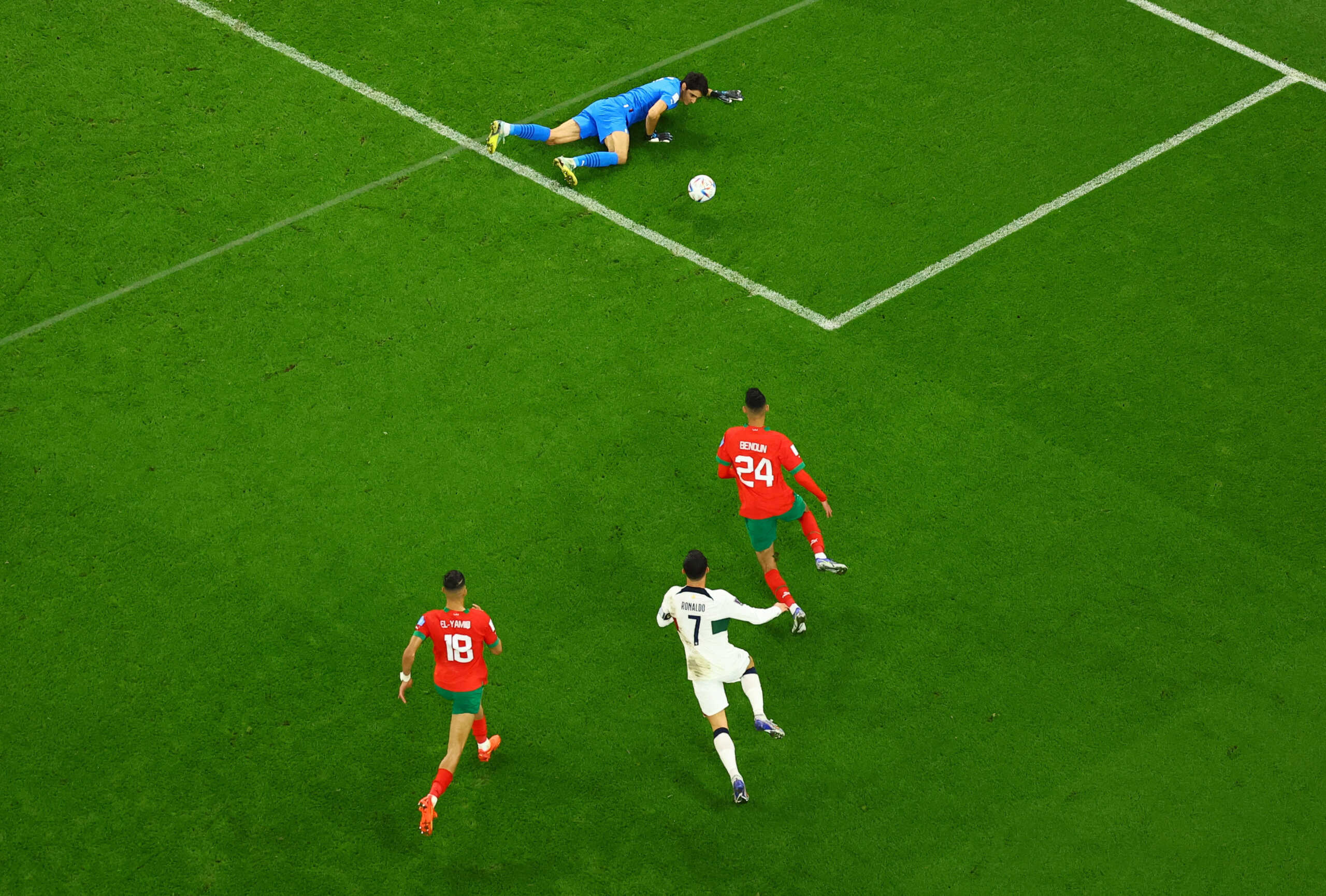 Soccer Football - FIFA World Cup Qatar 2022 - Quarter Final - Morocco v Portugal - Al Thumama Stadium, Doha, Qatar - December 10, 2022 Portugal's Cristiano Ronaldo shoots at goal REUTERS