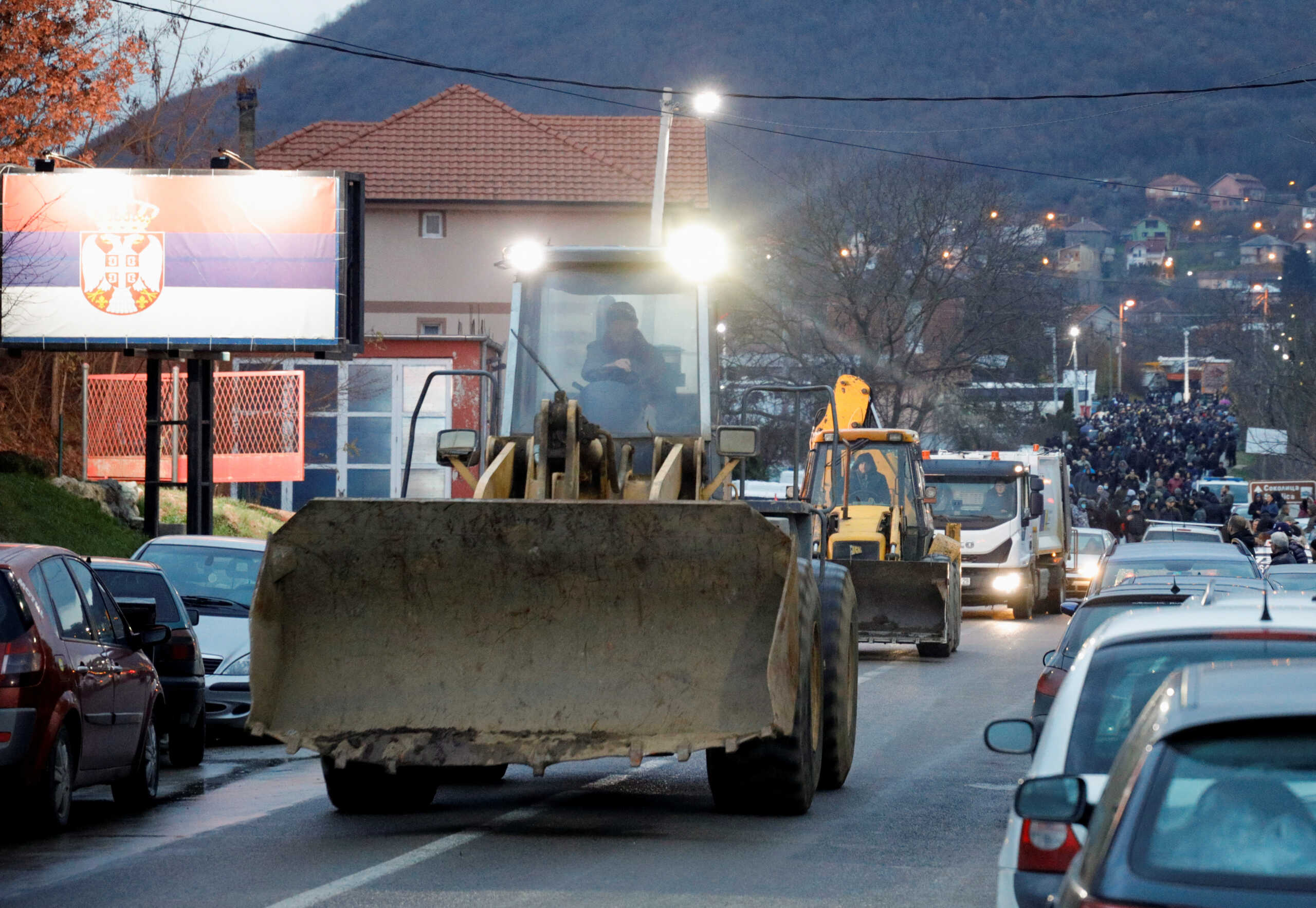 Kosovo Serbs block the road near the village of Rudine, North Mitrovica, Kosovo December 10, 2022. REUTERS