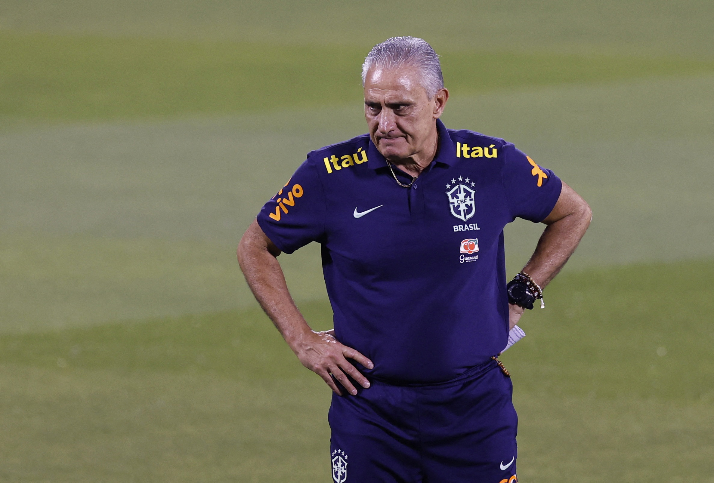 Soccer Football - FIFA World Cup Qatar 2022 - Brazil Training - Al Arabi SC Stadium, Doha, Qatar - November 20, 2022 Brazil coach Tite during training REUTERS