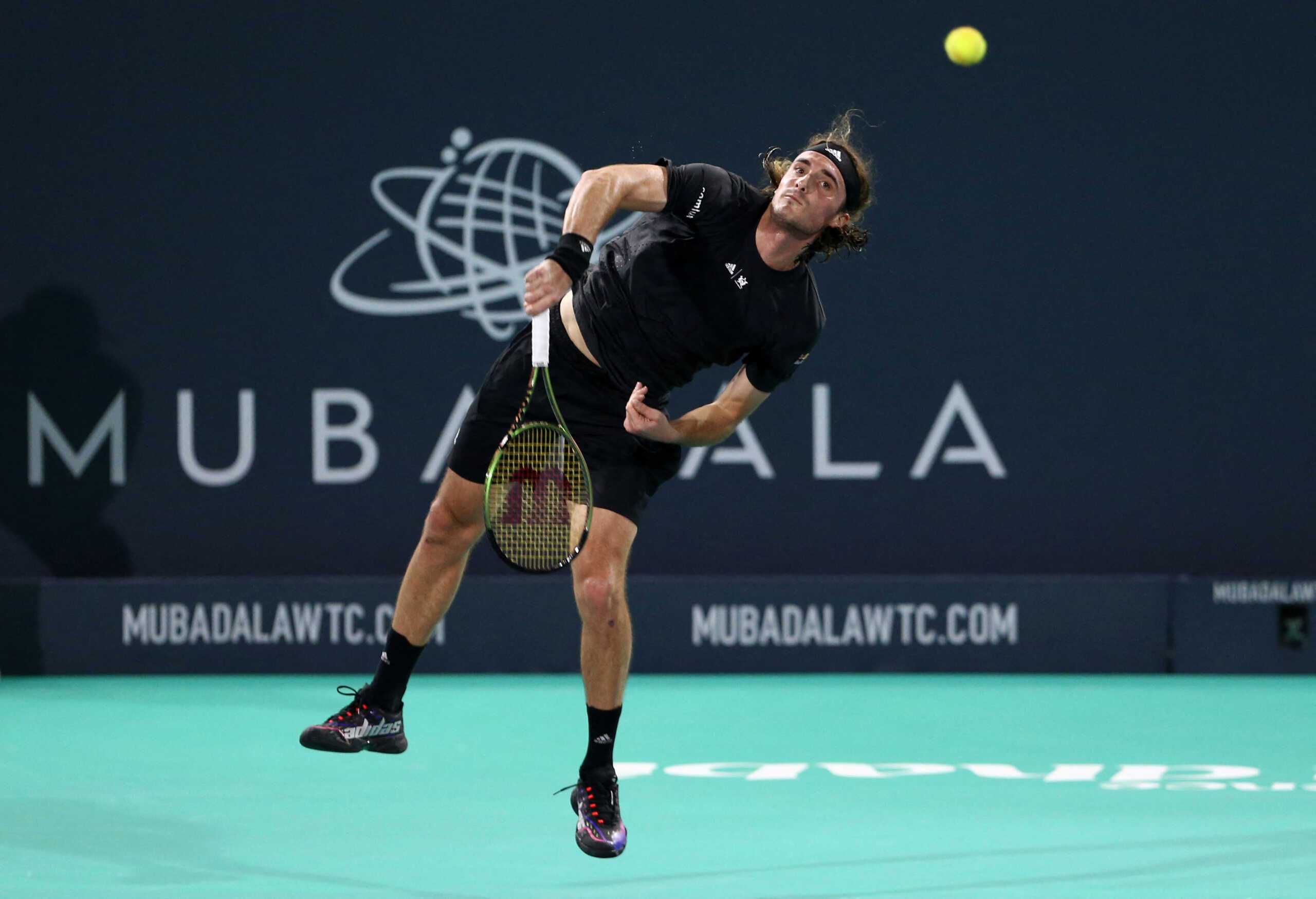 Tennis - Mubadala World Tennis Championship - International Tennis Centre, Zayed Sports City, Abu Dhabi, United Arab Emirates - December 17, 2022 Greece's Stefanos Tsitsipas in action during his semi final match against Norway's Casper Ruud REUTERS