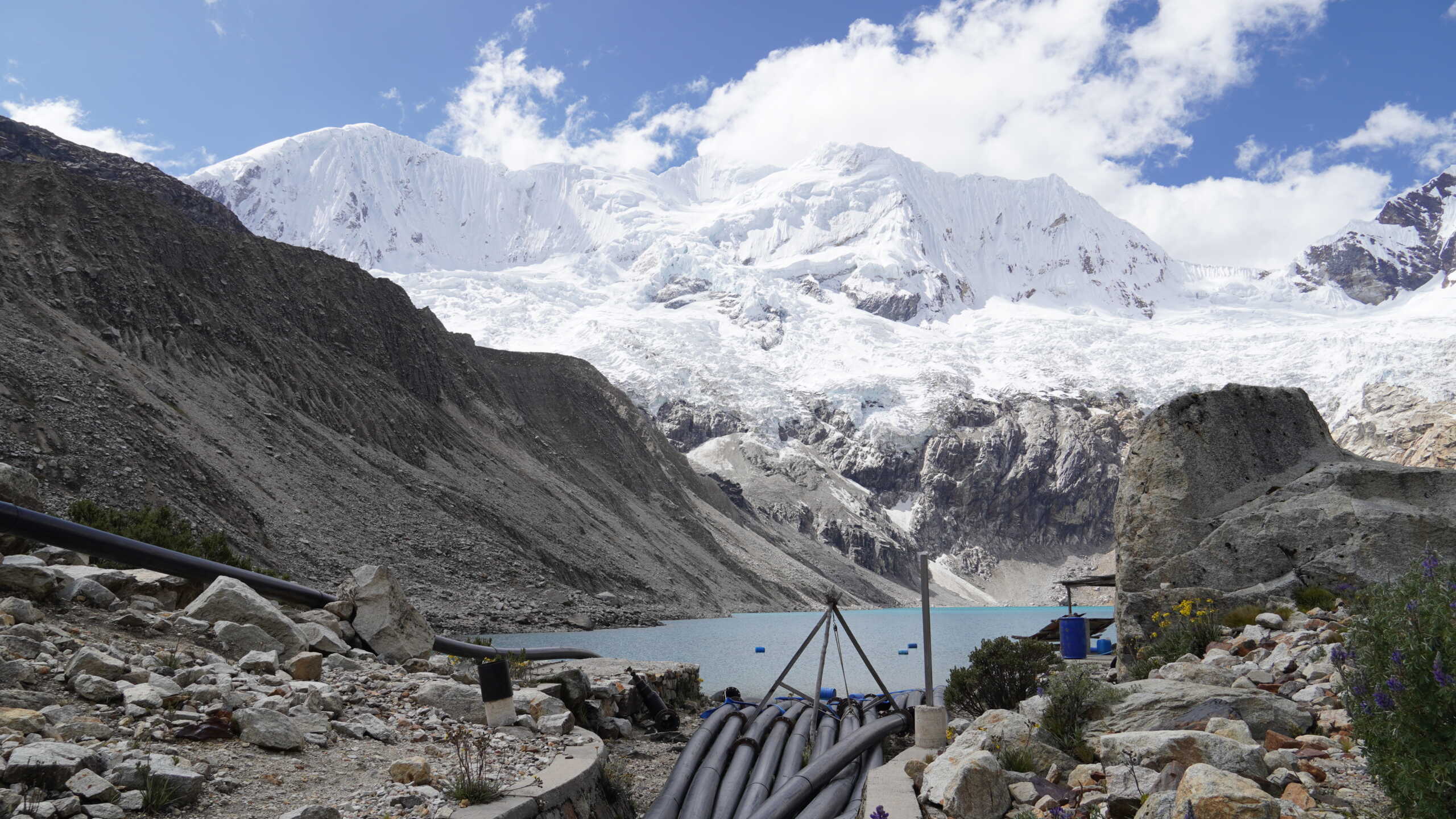 A view of Lake Palcacocha with the Palcaraju glacier in the background, in the Cordillera Blanca mountain range of the Andes, Peru, May 23, 2022. Thomson Reuters Foundation