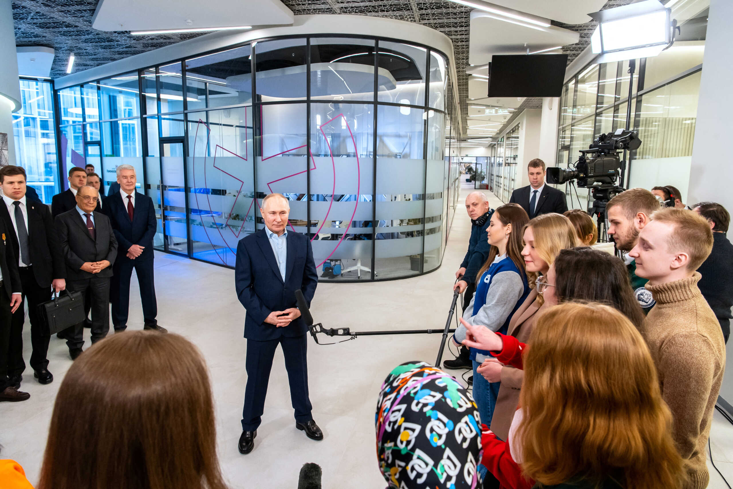Russian President Vladimir Putin meets with students of Lomonosov Moscow State University on Russian Students Day, in Moscow, Russia January 25, 2023. Sputnik