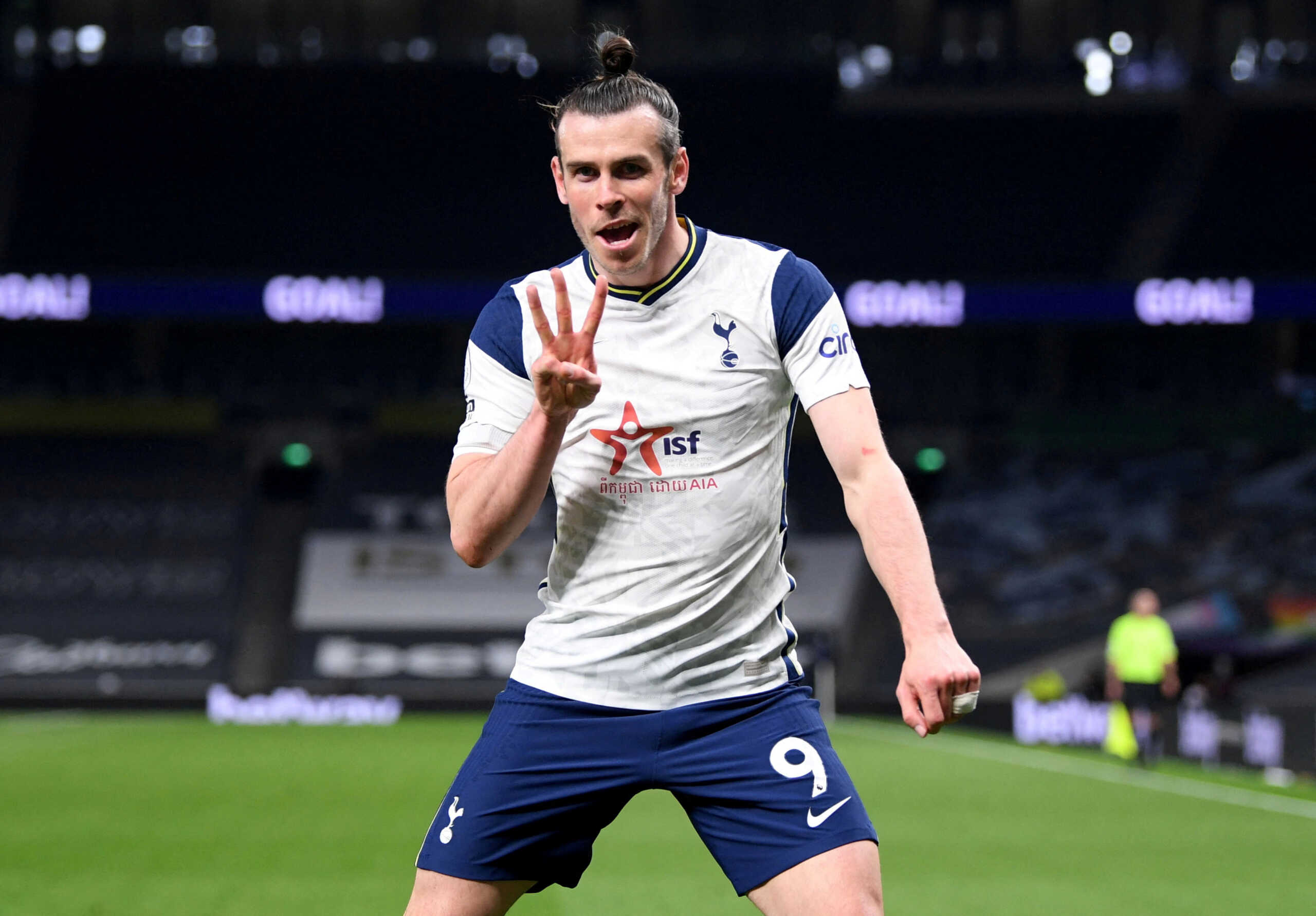 FILE PHOTO: FILE PHOTO: Soccer Football - Premier League - Tottenham Hotspur v Sheffield United - Tottenham Hotspur Stadium, London, Britain - May 2, 2021 Tottenham Hotspur's Gareth Bale celebrates scoring their third goal and completes his hat-trick Pool via REUTERS
