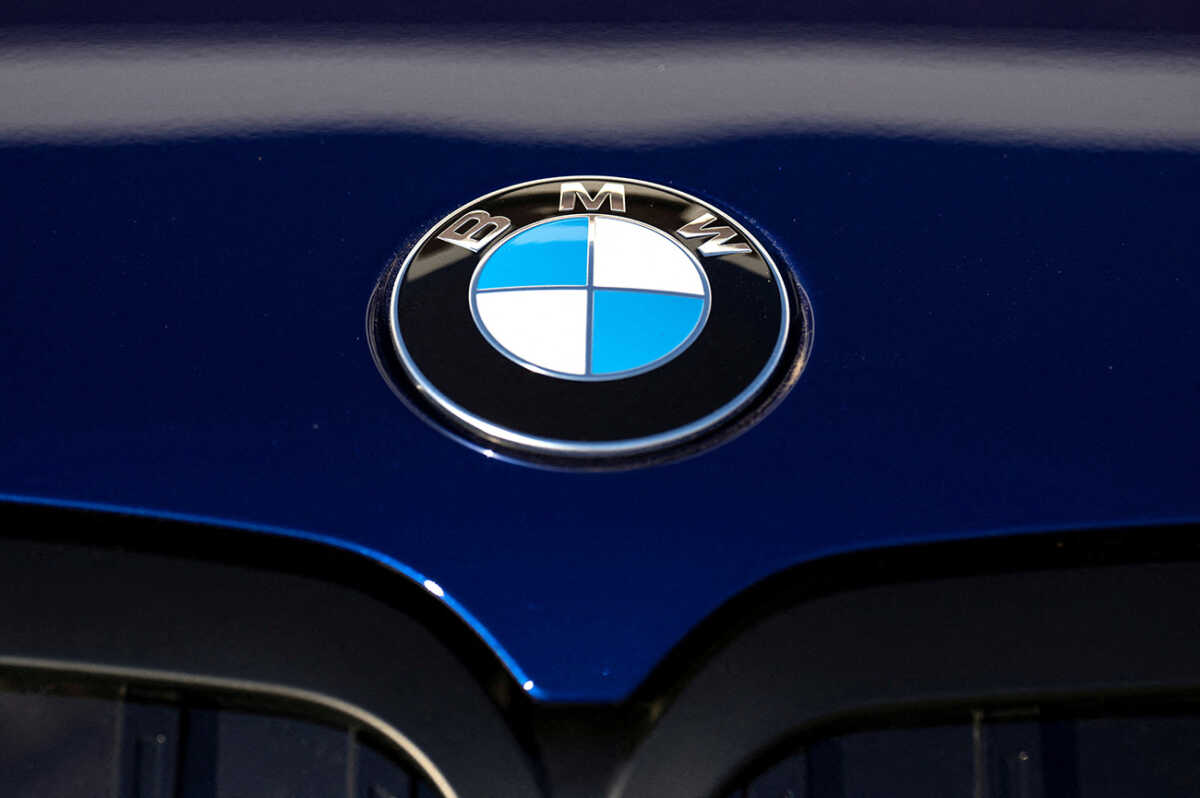 FILE PHOTO: BMW logo is seen on a vehicle at the BMW manufacturing plant in Greer, South Carolina, U.S., October 19, 2022.   REUTERS