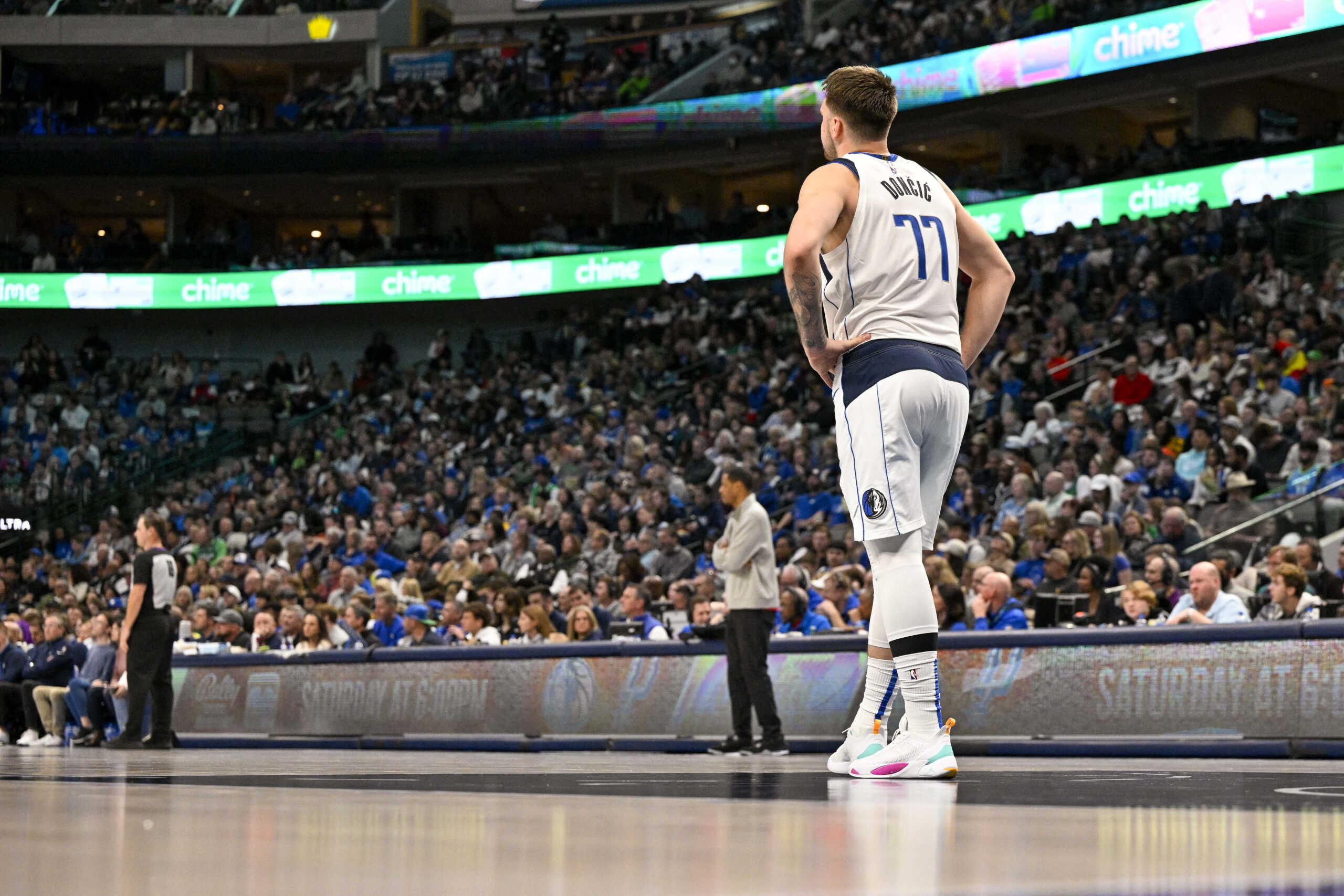Dec 29, 2022; Dallas, Texas, USA; Dallas Mavericks guard Luka Doncic (77) during the game between the Houston Rockets and the Dallas Mavericks at the American Airlines Center. Mandatory Credit: Jerome Miron-USA TODAY Sports