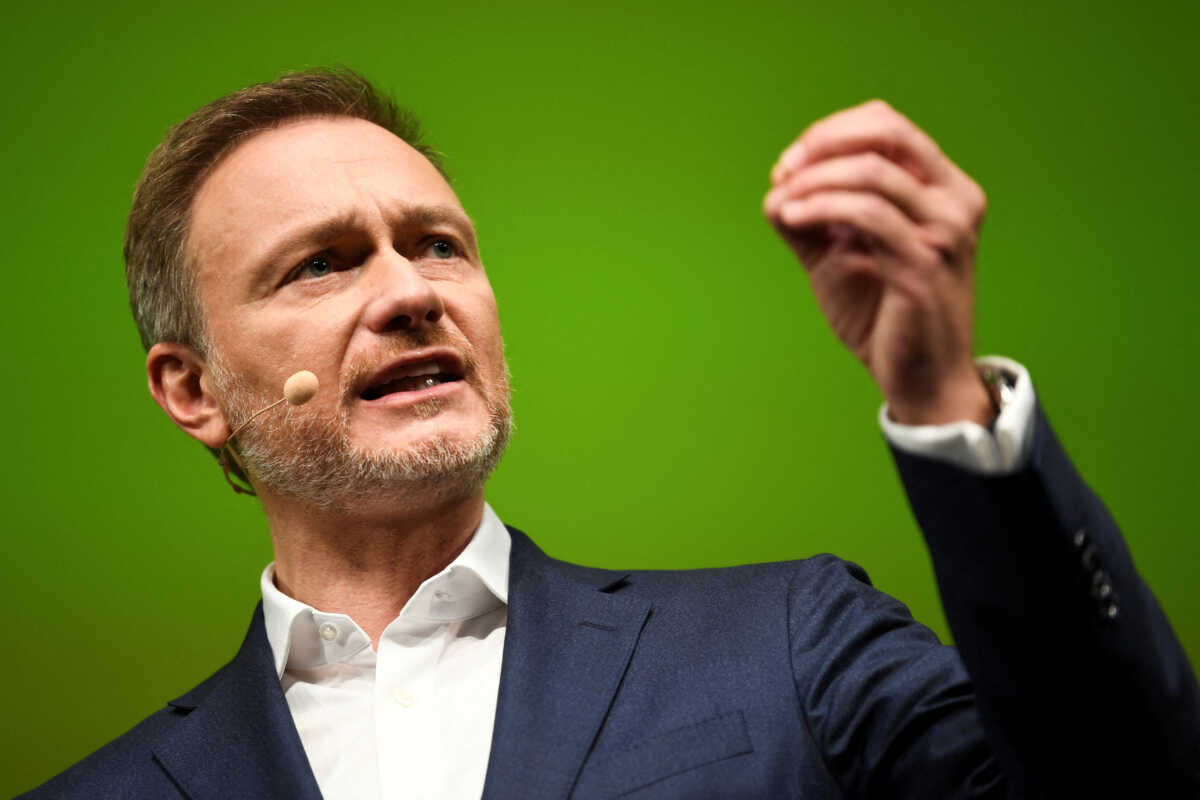 FILE PHOTO: Free Democratic Party (FDP) leader and German Finance Minister Christian Lindner speaks during the traditional FDP Epiphany meeting in Stuttgart, Germany, January 6, 2023. REUTERS