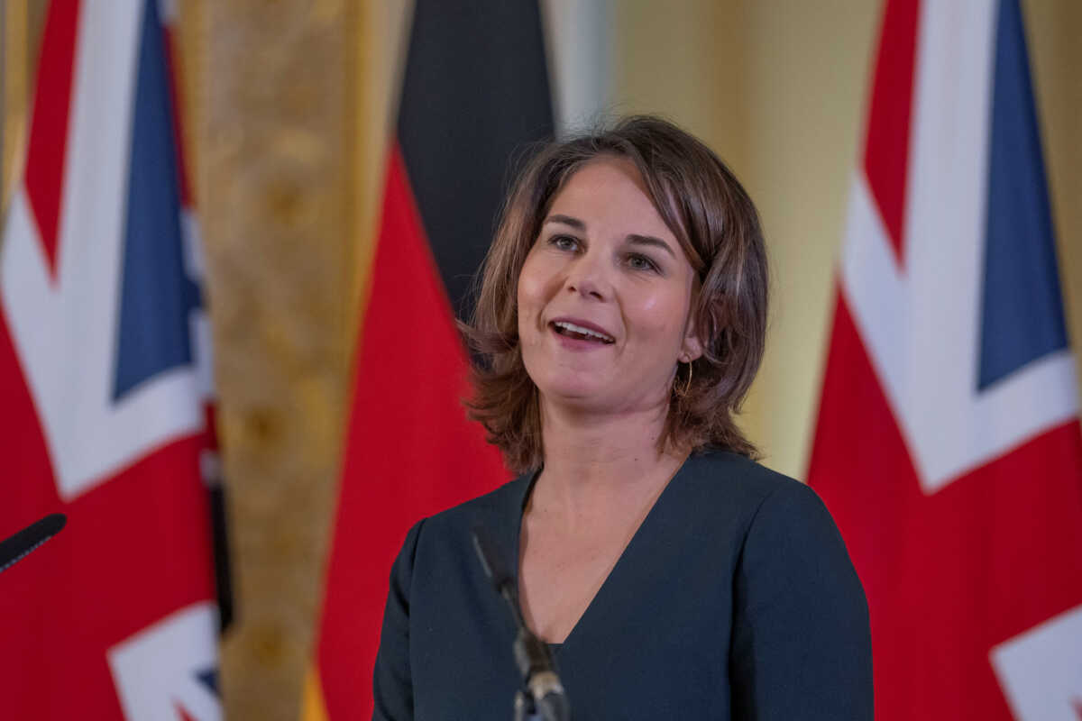 German Foreign Minister Annalena Baerbock attends a press conference after the first UK-Germany Strategic Dialogue meeting, which will agree cooperation on joint priorities, at Lancaster House, in London, Britain, January 5, 2023. Kin Cheung