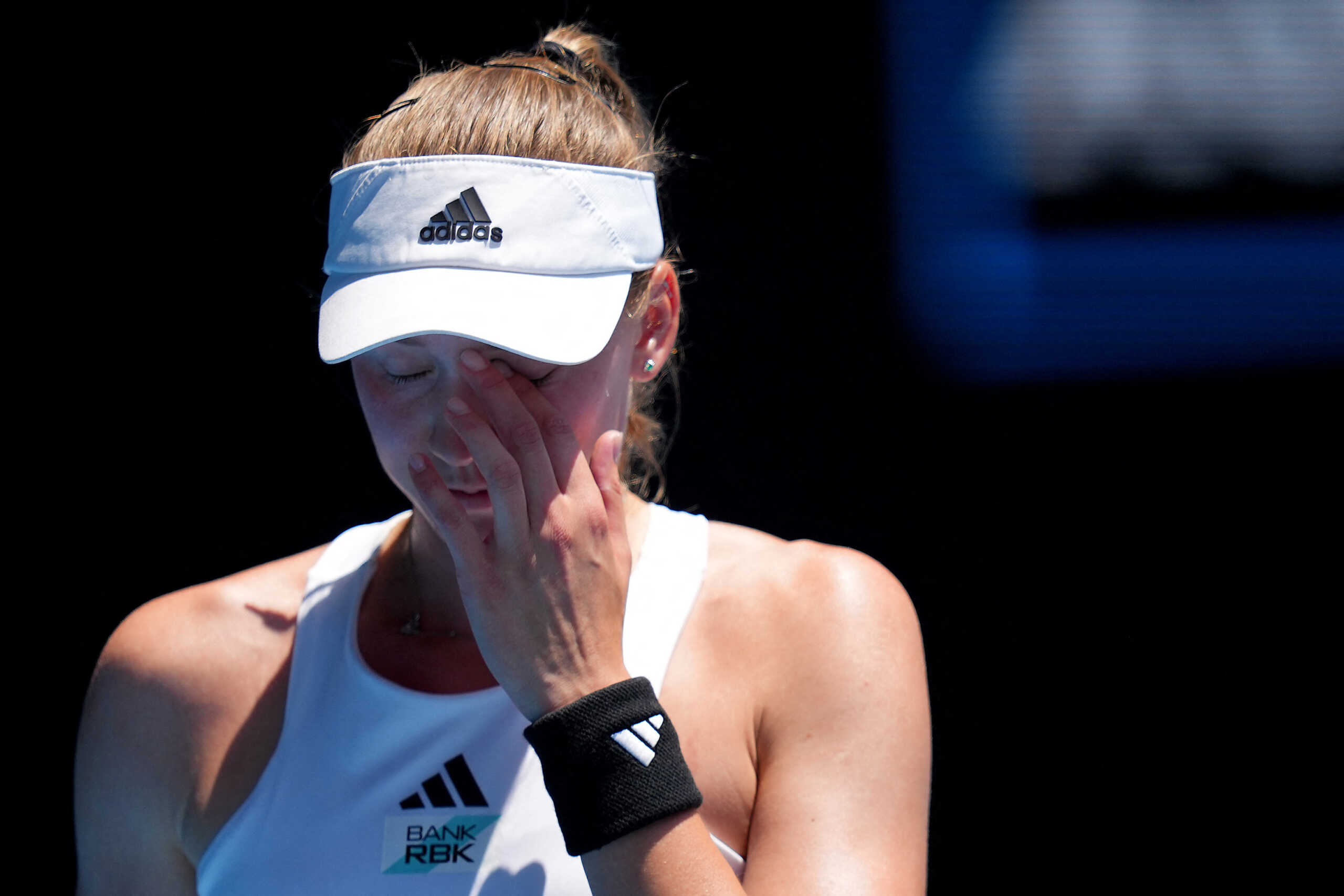 Tennis - Australian Open - Melbourne Park, Melbourne, Australia - January 22, 2023 Kazakhstan's Elena Rybakina reacts during her fourth round match against Poland's Iga Swiatek REUTERS