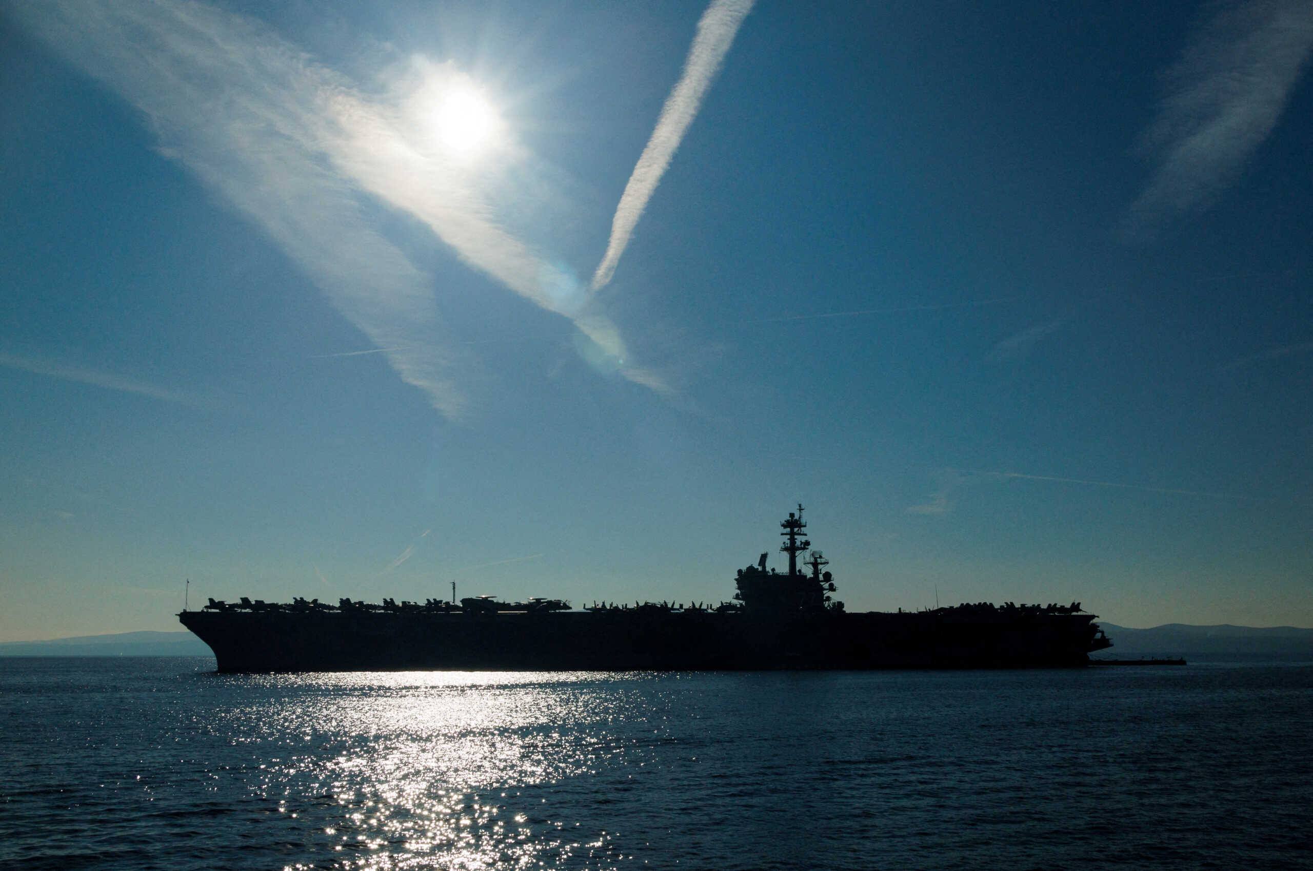 FILE PHOTO: A view of Aircraft carrier USS George H.W. Bush (CVN 77) in front of port of Split, Croatia, November 7, 2022. REUTERS