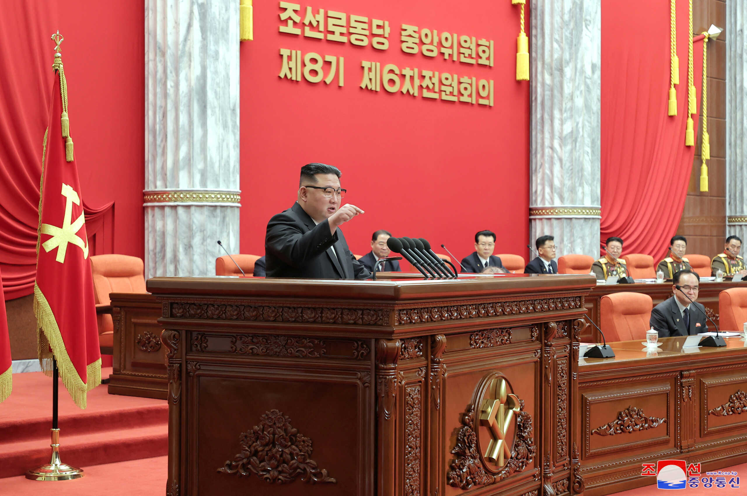 North Korean leader Kim Jong Un attends a session of the sixth enlarged meeting of the eighth Central Committee of the Workers' Party, in Pyongyang, North Korea, in this photo released on January 1, 2023 by North Korea's Korean Central News Agency (KCNA). KCNA via REUTERS    ATTENTION EDITORS - THIS IMAGE WAS PROVIDED BY A THIRD PARTY. REUTERS IS UNABLE TO INDEPENDENTLY VERIFY THIS IMAGE. NO THIRD PARTY SALES. SOUTH KOREA OUT. NO COMMERCIAL OR EDITORIAL SALES IN SOUTH KOREA.?