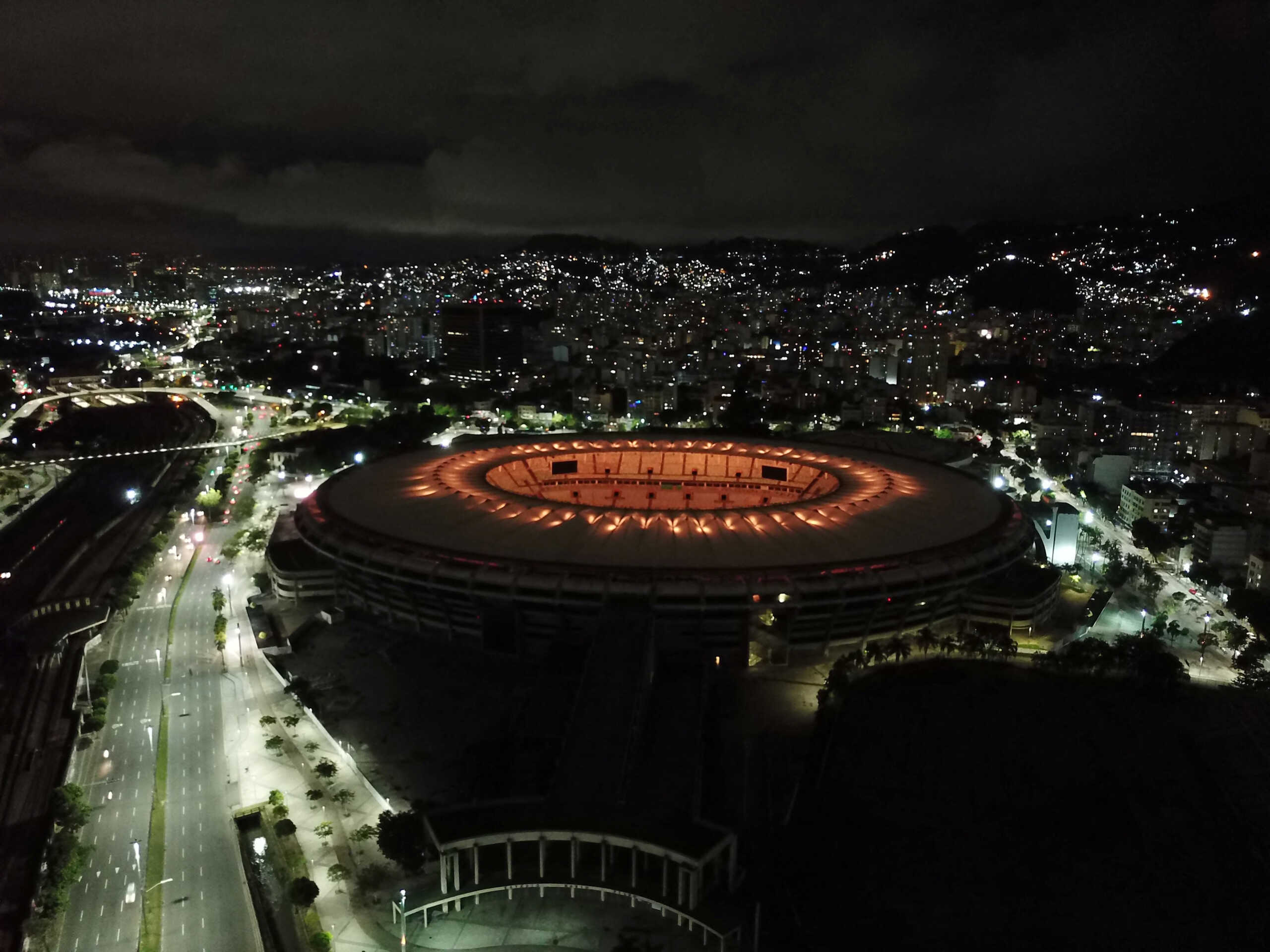 The Maracana stadium is seen illuminated with golden lights in honour of Brazilian soccer legend Pele, in Rio de Janeiro, Brazil December 29, 2022. REUTERS