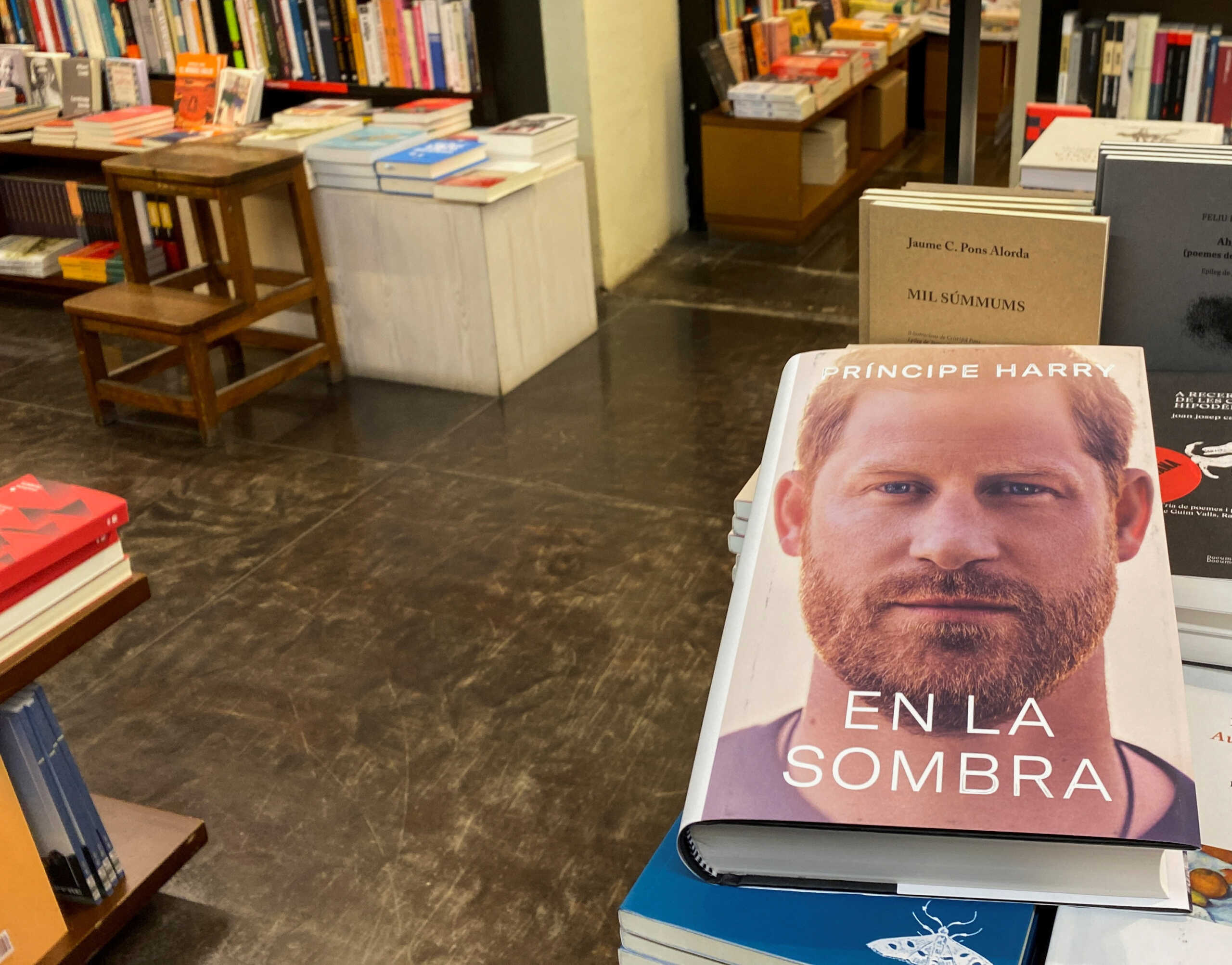 Britain's Prince Harry's book "Spare" is seen in a bookstore, before its official release date, in Barcelona, Spain January 5, 2023. REUTERS