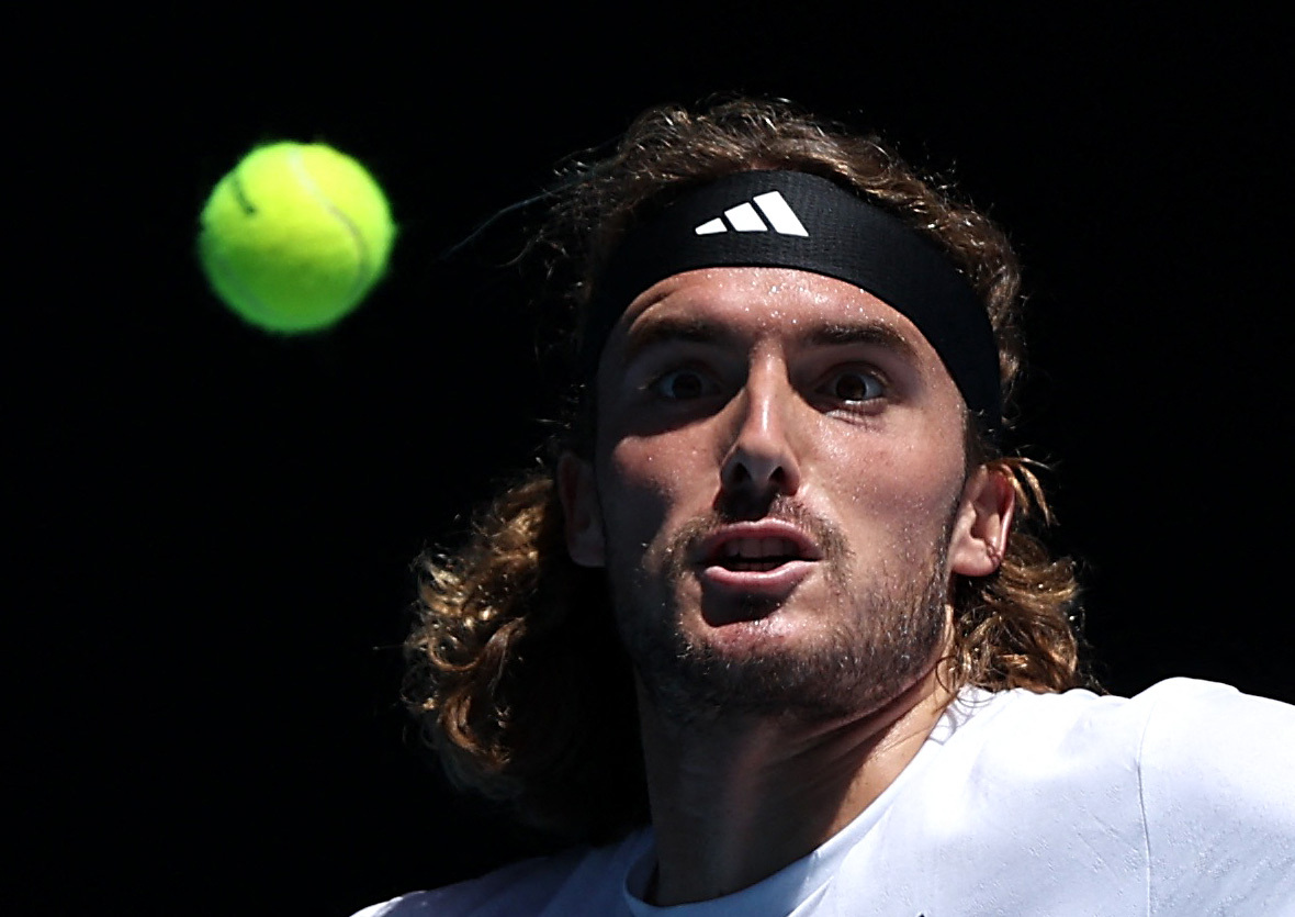 Tennis - Australian Open - Melbourne Park, Melbourne, Australia - January 20, 2023 Greece's Stefanos Tsitsipas in action during his third round match against Netherlands' Tallon Griekspoor REUTERS