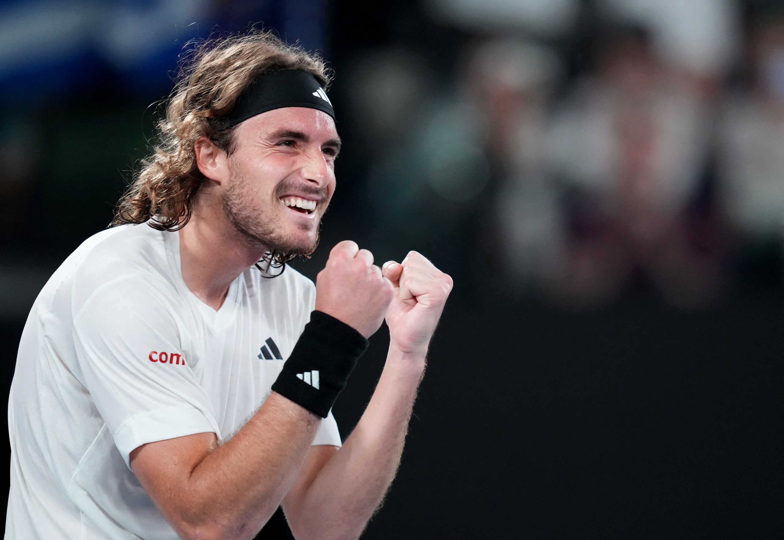 Tennis - Australian Open - Melbourne Park, Melbourne, Australia - January 22, 2023 Greece's Stefanos Tsitsipas celebrates winning his fourth round match against Italy's Jannik Sinner REUTERS