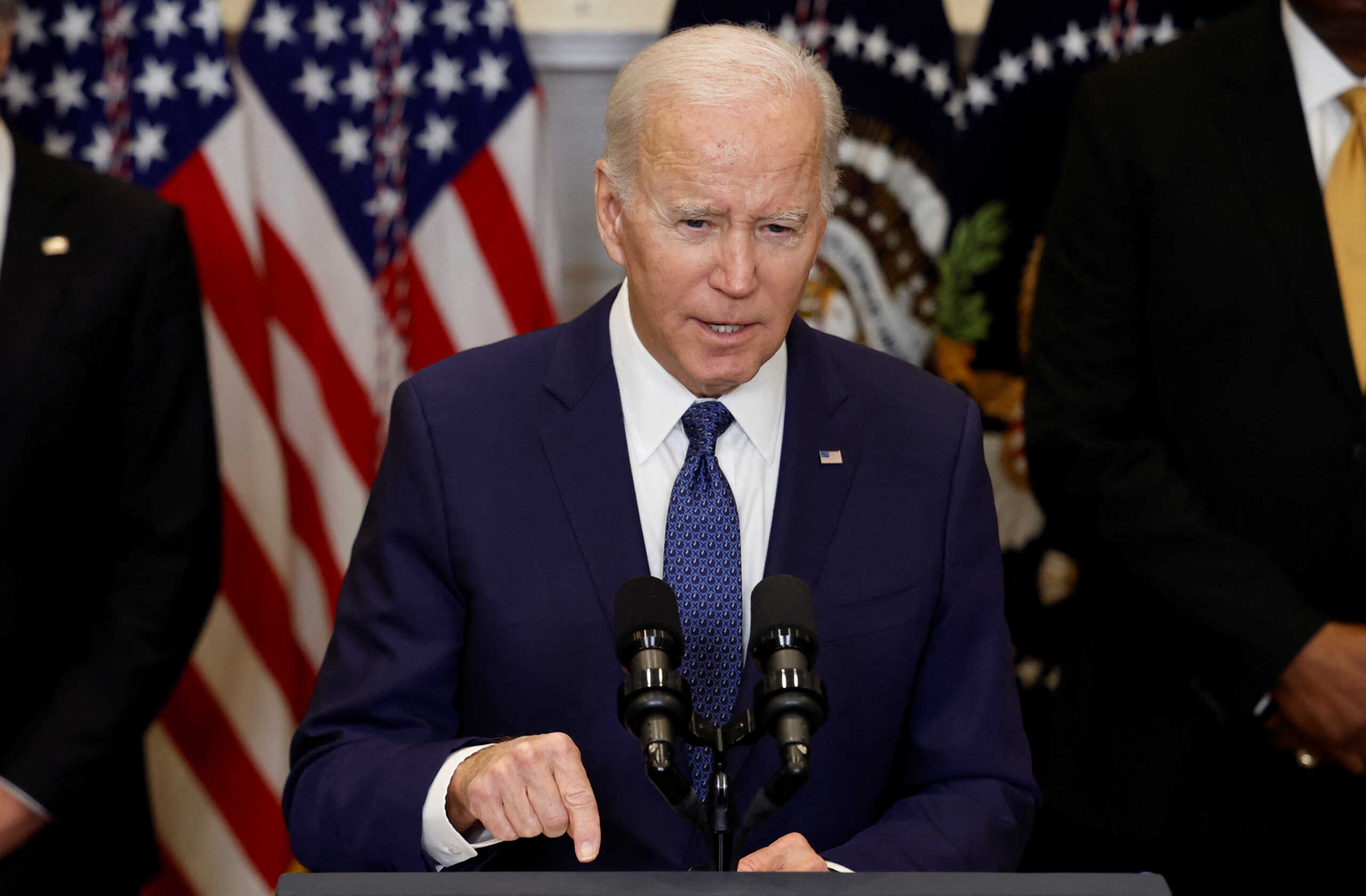 U.S. President Joe Biden speaks about continued U.S. support for Ukraine in the Roosevelt Room at the White House in Washington, U.S., January 25, 2023. REUTERS