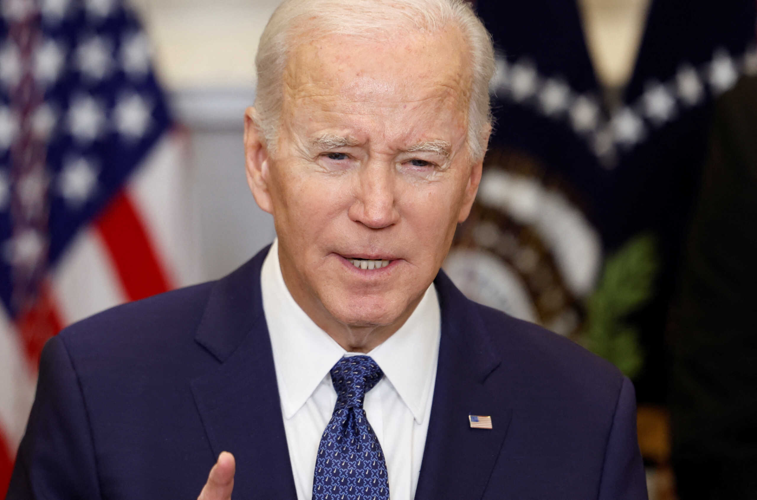 U.S. President Joe Biden speaks about continued U.S. support for Ukraine in the Roosevelt Room at the White House in Washington, U.S., January 25, 2023. REUTERS