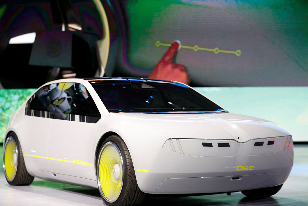 The BMW i Vision Dee (Digital Emotional Experience) concept car is displayed after being unveiled during a BMW keynote address at CES 2023, an annual consumer electronics trade show, in Las Vegas, Nevada, U.S. January 4, 2023. REUTERS