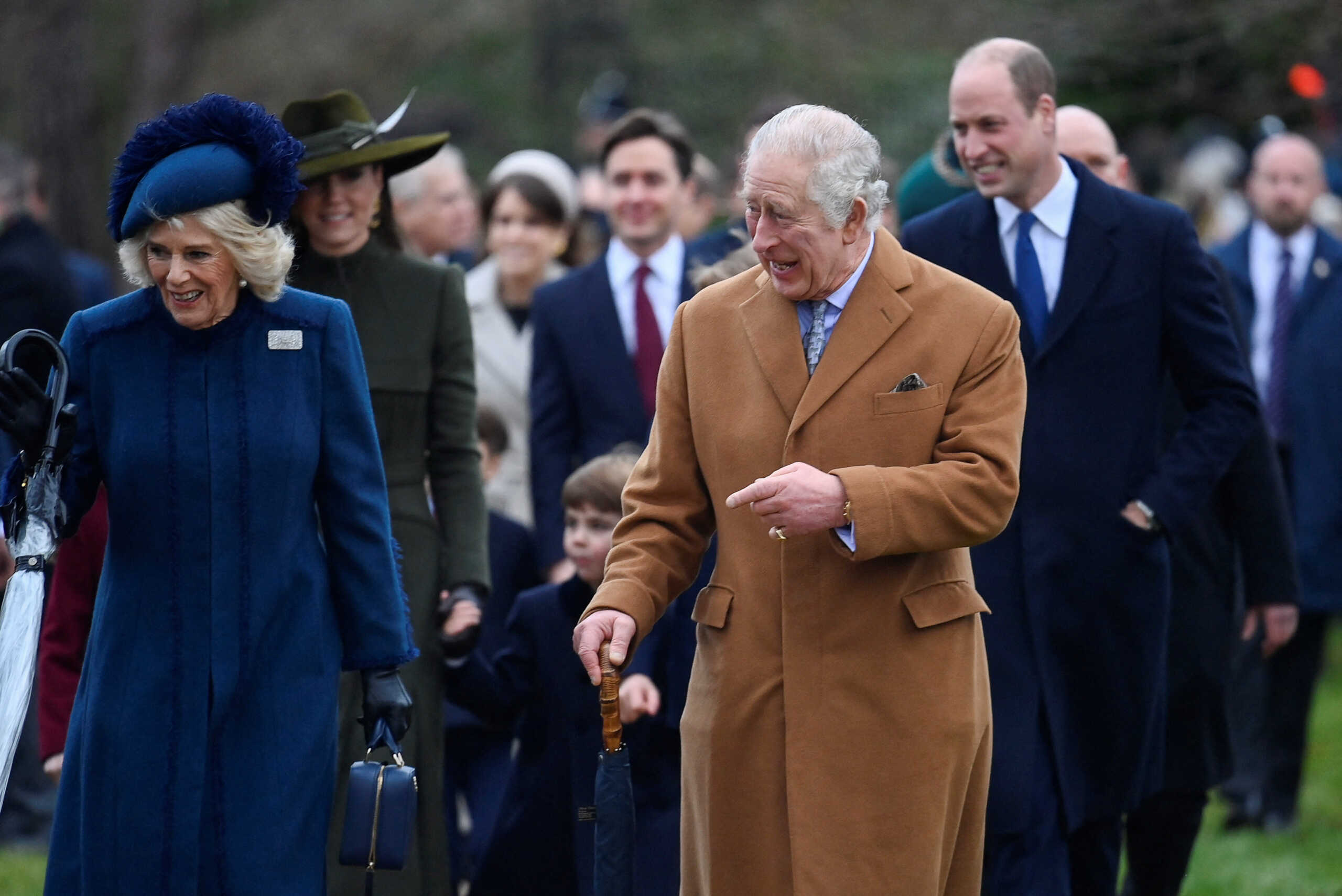 Britain's King Charles, Queen Camilla, Prince William, Prince of Wales, Catherine, Princess of Wales and Prince Louis attend the Royal Family's Christmas Day service at St. Mary Magdalene's church, as the Royals take residence at the Sandringham estate in eastern England, Britain December 25, 2022. REUTERS