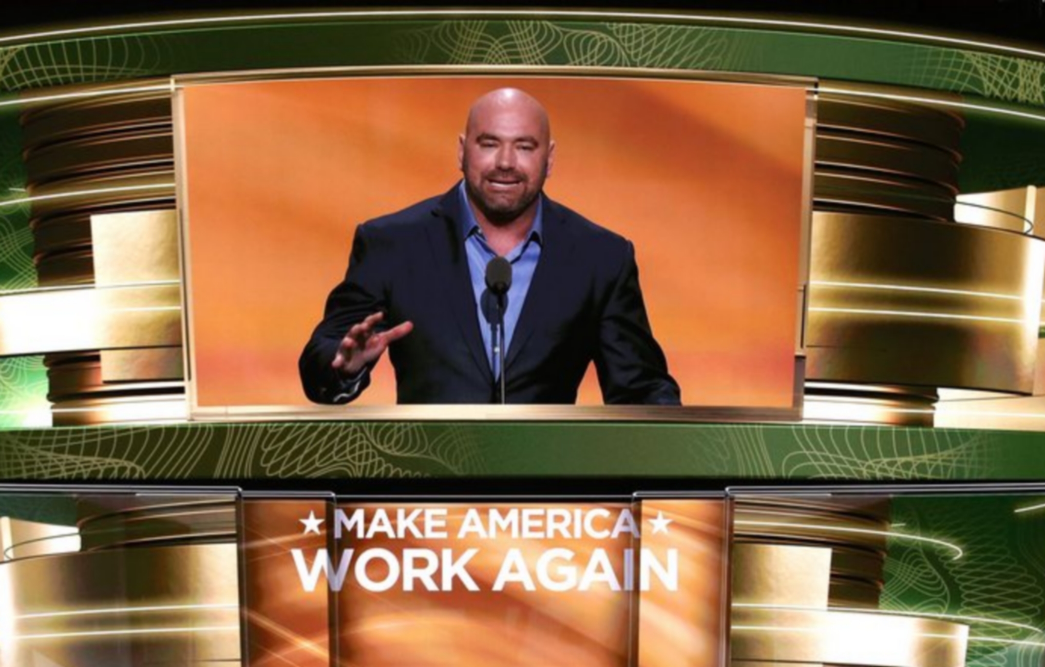 epa05432647 UFC President Dana White speaks on the second day of the 2016 Republican National Convention at Quicken Loans Arena in Cleveland, Ohio, USA, 19 July 2016. The four-day convention is expected to end with Donald Trump formally accepting the nomination of the Republican Party as their presidential candidate in the 2016 election.  EPA