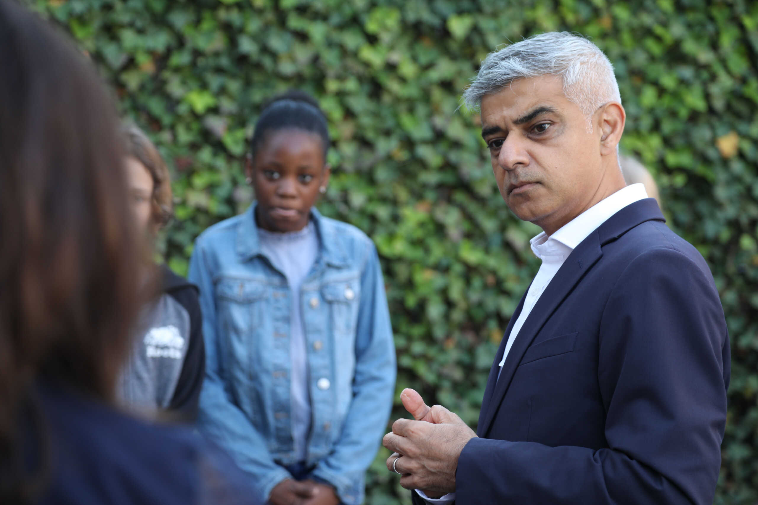 London Mayor Sadiq Khan speaks to students and staff at Prior Weston Primary School in London, England, on September 23 2021. Thomson Reuters Foundation
