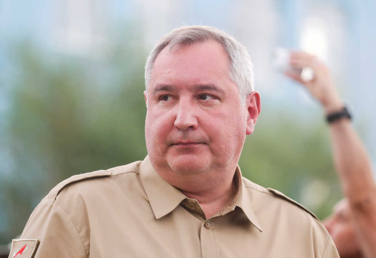 FILE PHOTO: Russia's Roscosmos space agency Director General Dmitry Rogozin looks on at the Baikonur Cosmodrome, Kazakhstan July 20, 2019. REUTERS