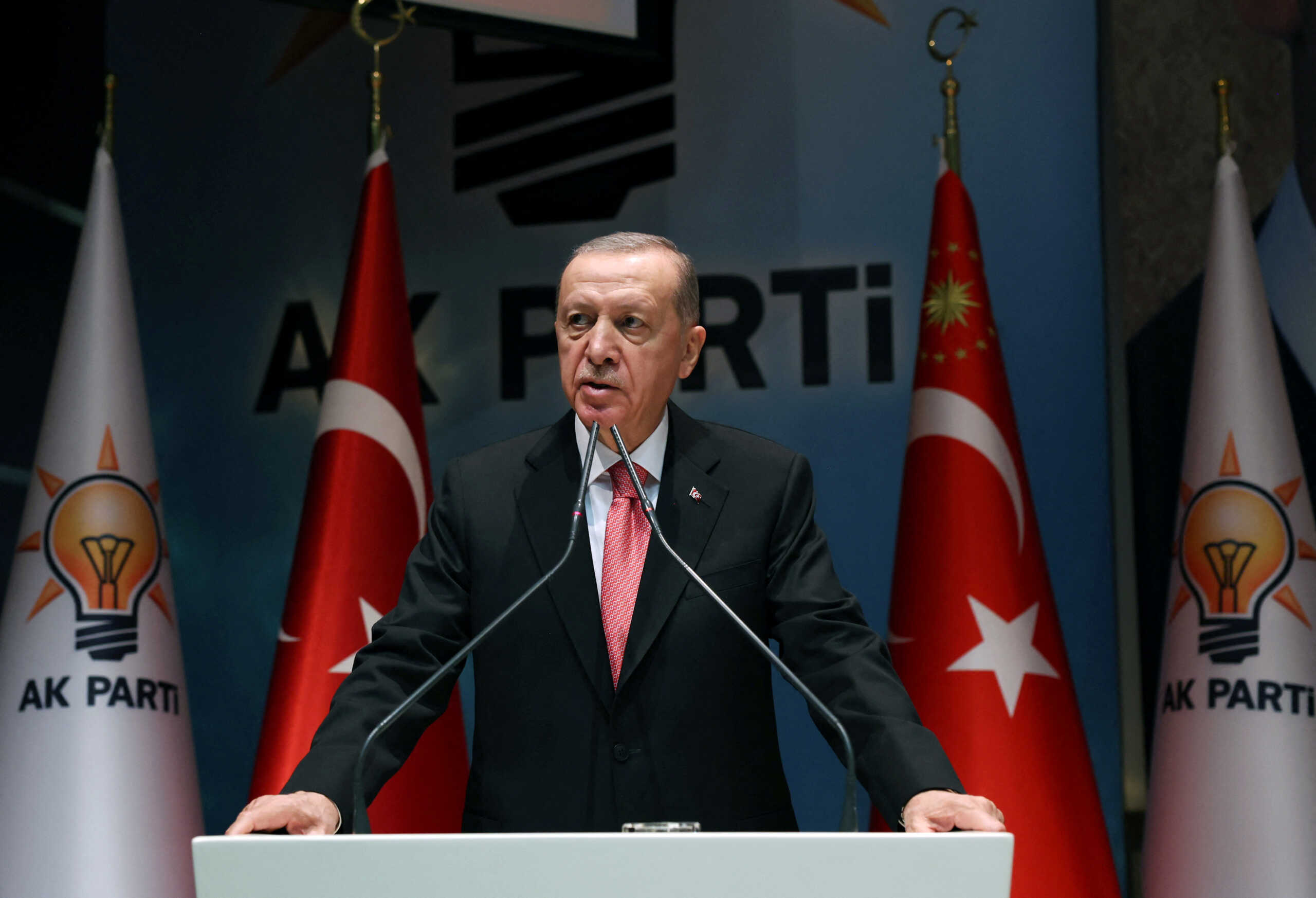 Turkish President Tayyip Erdogan speaks during a meeting of his ruling AK Party in Ankara, Turkey January 5, 2023. Presidential Press Office