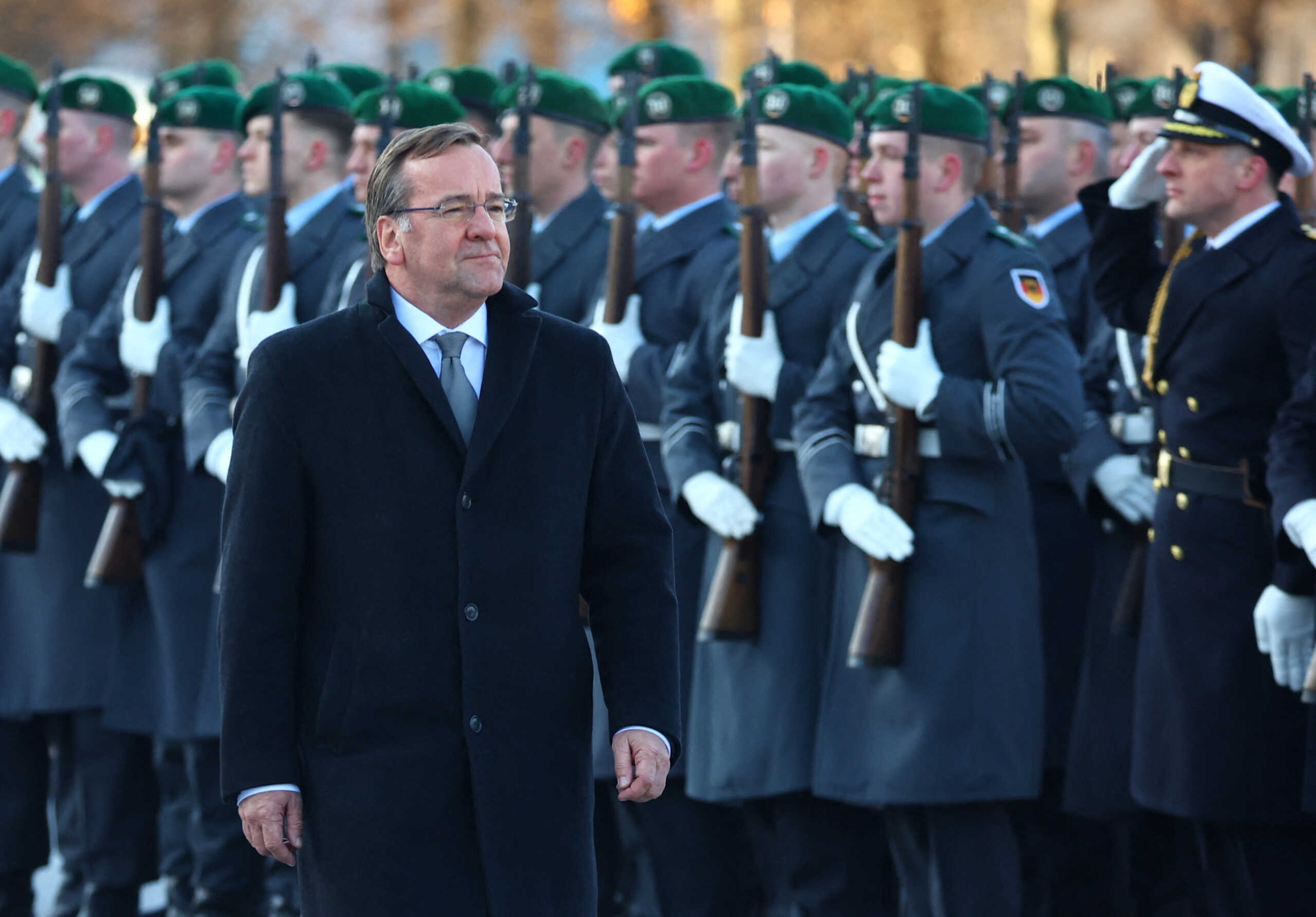 Newly appointed German Defence Minister Boris Pistorius inspects a Bundeswehr armed forces guard of honour during an office handing over ceremony at the Defence Ministry in Berlin, Germany January 19, 2023. REUTERS