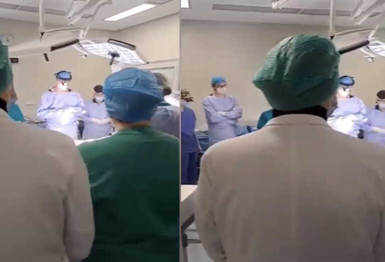 Η στιγμή που οι γιατροί υποκλίνονται και κρατούν ενός λεπτού σιγή μπροστά από τη σορό του 6χρονου Θωμά