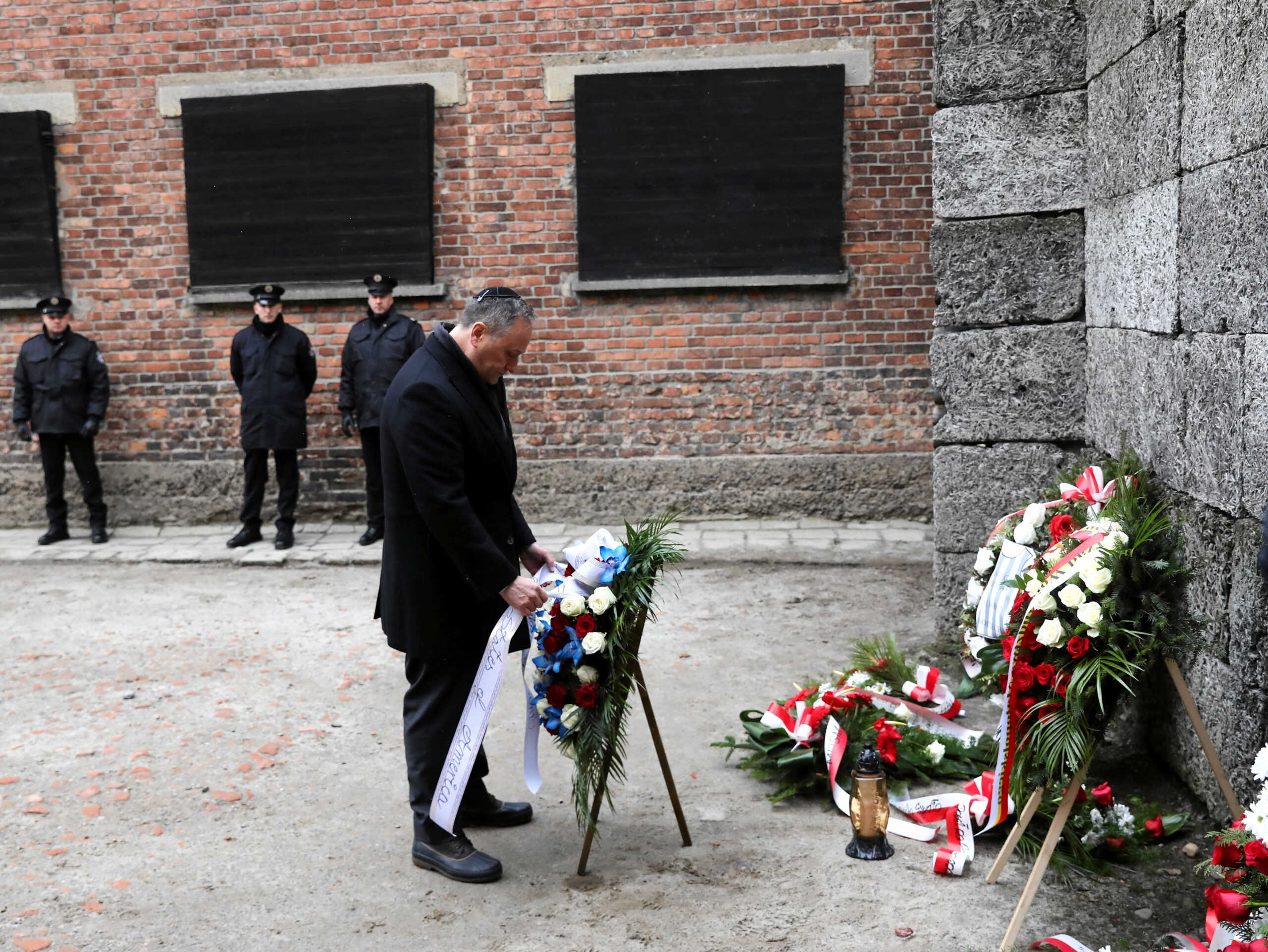 The second gentleman of U.S. Douglas Emhoff takes part in the 78th anniversary of liberation of Nazi German Auschwitz-Birkenau death camp in Oswiecim, Poland January 27, 2023. Jakub Porzycki
