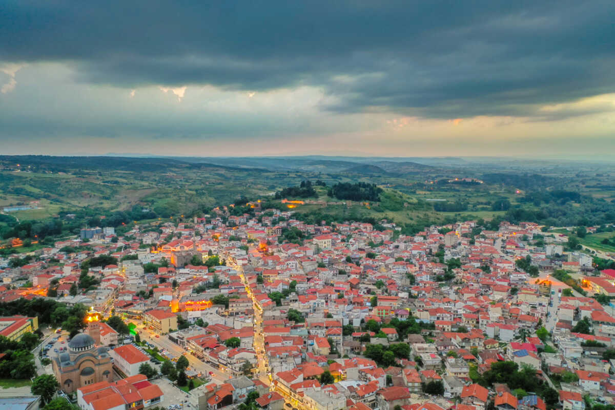 Aerial shot of the historical medieval town of Didymoteicho in northern Greece
