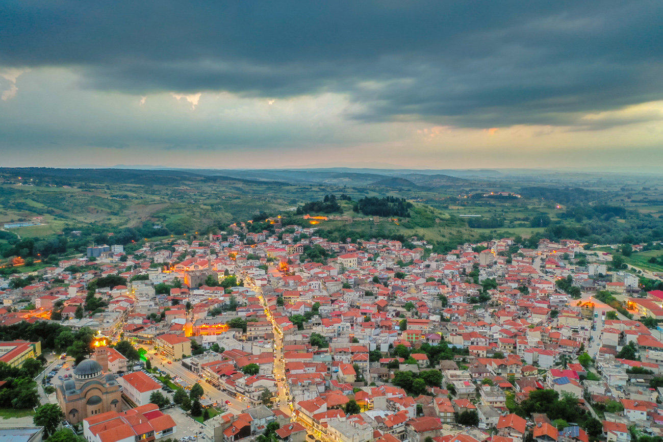 Aerial shot of the historical medieval town of Didymoteicho in northern Greece