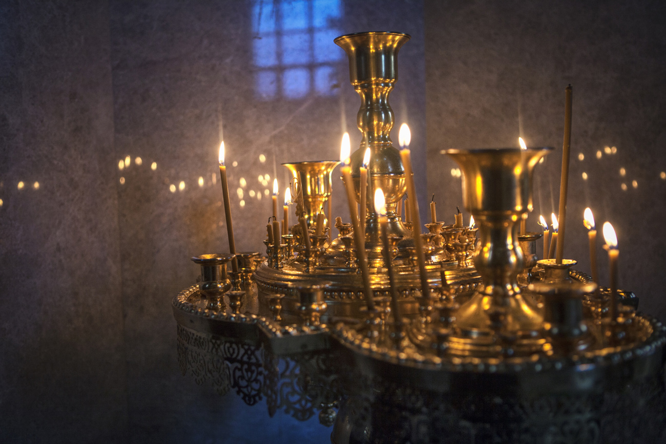golden candelabrum inside the christian church